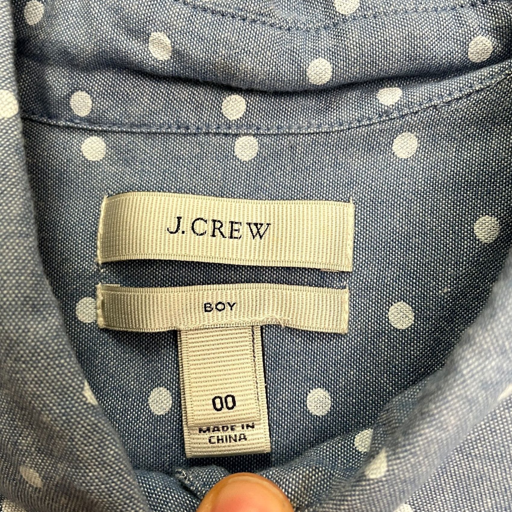 J.Crew J.CREW Womens Chambray Popover Shirt 00 Blue White Polka Dot Cotton Top Casual Workwear Classic Size XXS / US 00 / IT 34 - 4 Thumbnail