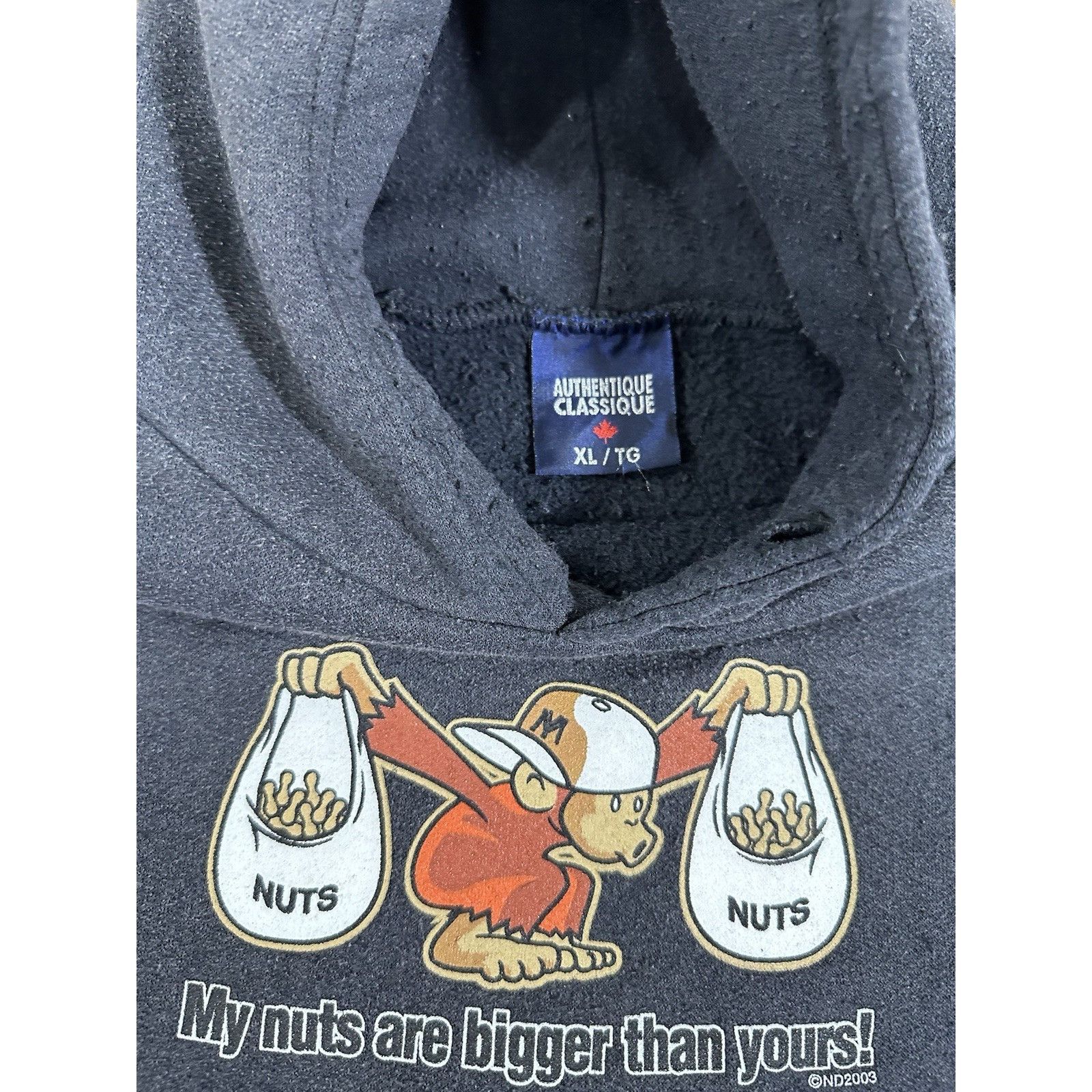 Vintage Vintage Y2K Comedy My Nuts Are Bigger Than Yours Hoodie Swea Size US XL / EU 56 / 4 - 3 Thumbnail