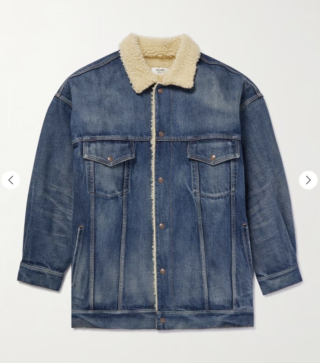 CELINE｜DENIM JACKETS (SHERPA TRUCKER JACKET (2Q981224Z Women's Trucker sherpa jacket in raw wash denim | CELINE | 24S