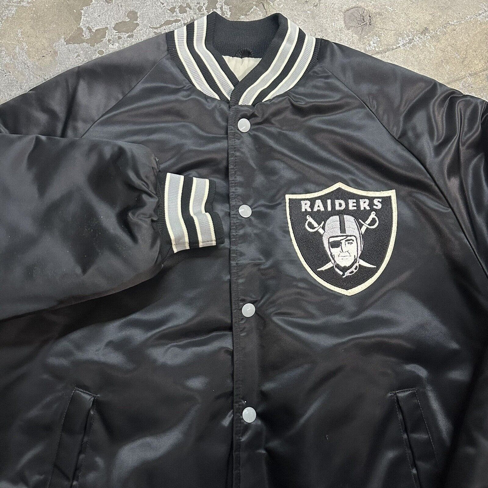 NFL × Vintage Vintage 80s Los Angeles Raiders Black Bomber Satin Jacket Size US XL / EU 56 / 4 - 2 Thumbnail