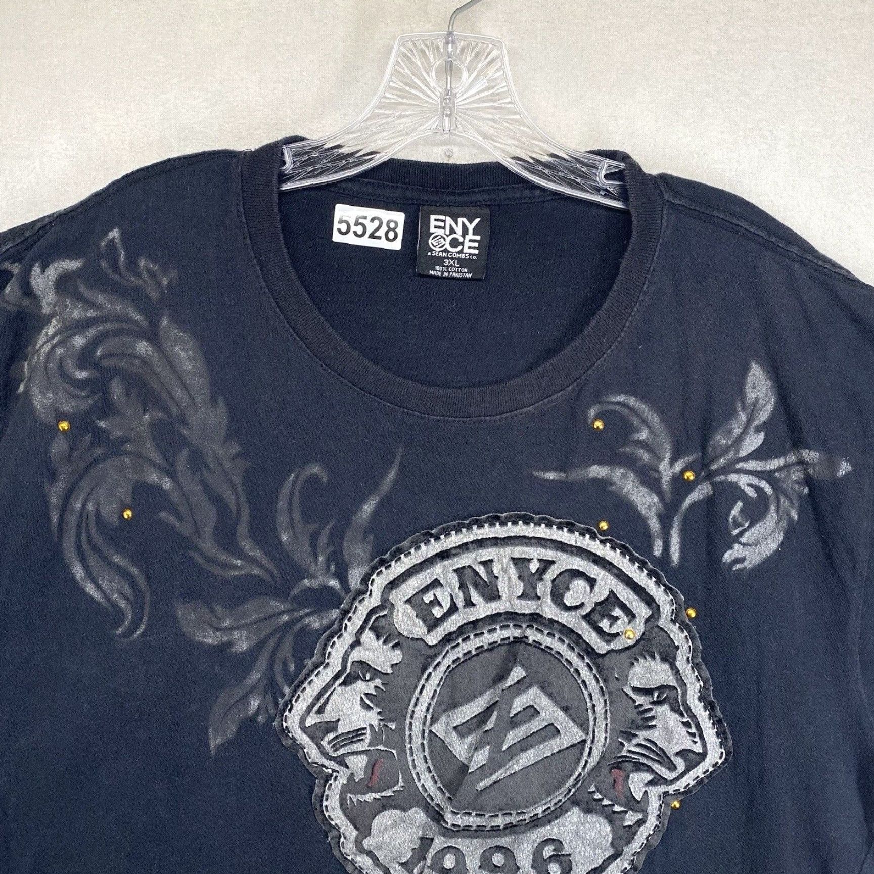 Enyce VINTAGE ENYCE T-Shirt Men 2XL Black Graphic Print Diddy 90s Hip Hop Slim Crew Neck Mens Size US XXL / EU 58 / 5 - 4 Thumbnail