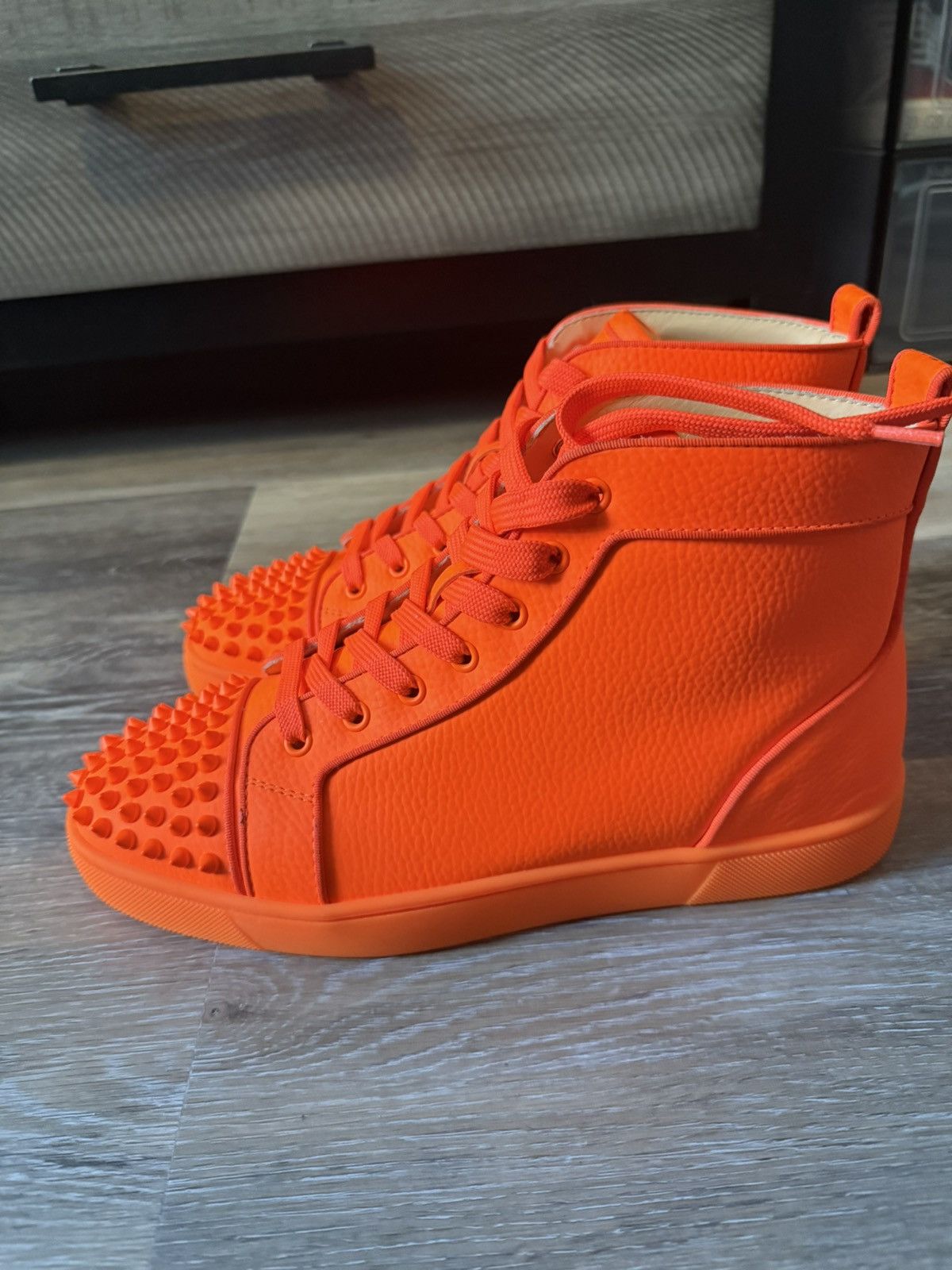 Christian Louboutin Christian louboutin -neon orange high top sneakers Size US 9 / EU 42 - 4 Thumbnail