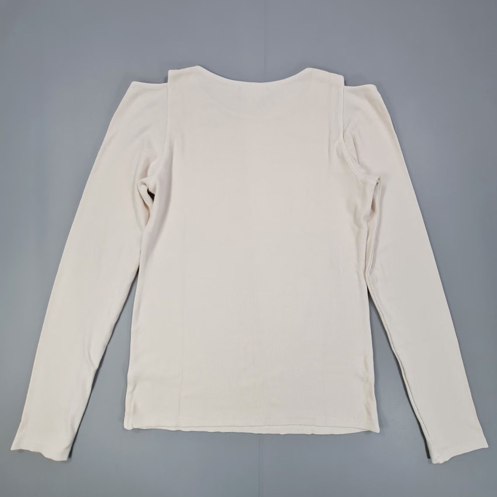 Velvet Velvet by Graham & Spencer T-Shirt Womens XL Ivory Crew Neck Long Sleeve Ribbed Viscose Jersey Size XL / US 12-14 / IT 48-50 - 5 Thumbnail