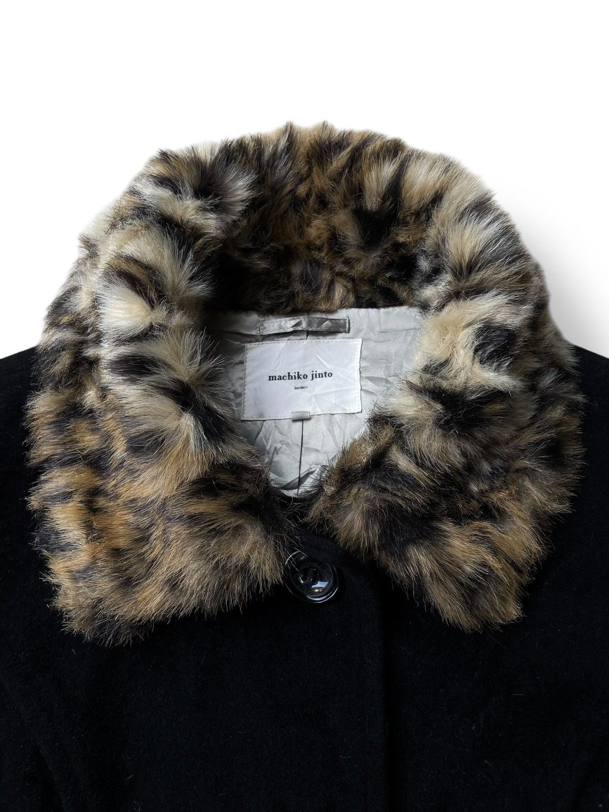 14th Addiction 🇯🇵 Machiko Jinto Leopard Fur Trench Coat Goa Gothic Punk Vkei Size S / US 4 / IT 40 - 10 Thumbnail