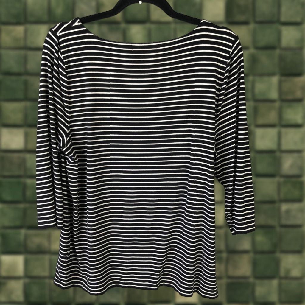 Ralph Lauren Lauren Ralph Lauren Shirt Womens 2X Black Stripe Boat Neck 3/4 Sleeve Stretch Size XXL / US 16-18 / IT 52-54 - 1 Thumbnail