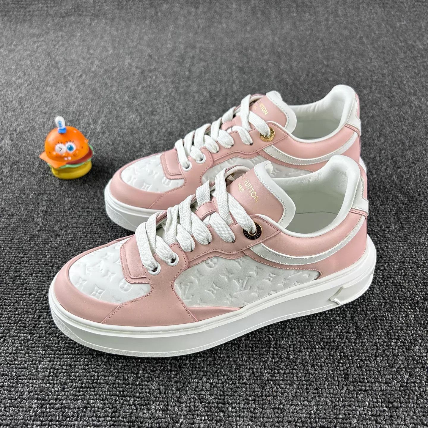 Louis Vuitton LV White/Pink All-over Embossed Platform Shoes Size US 5.5 / IT 35.5 - 1 Thumbnail