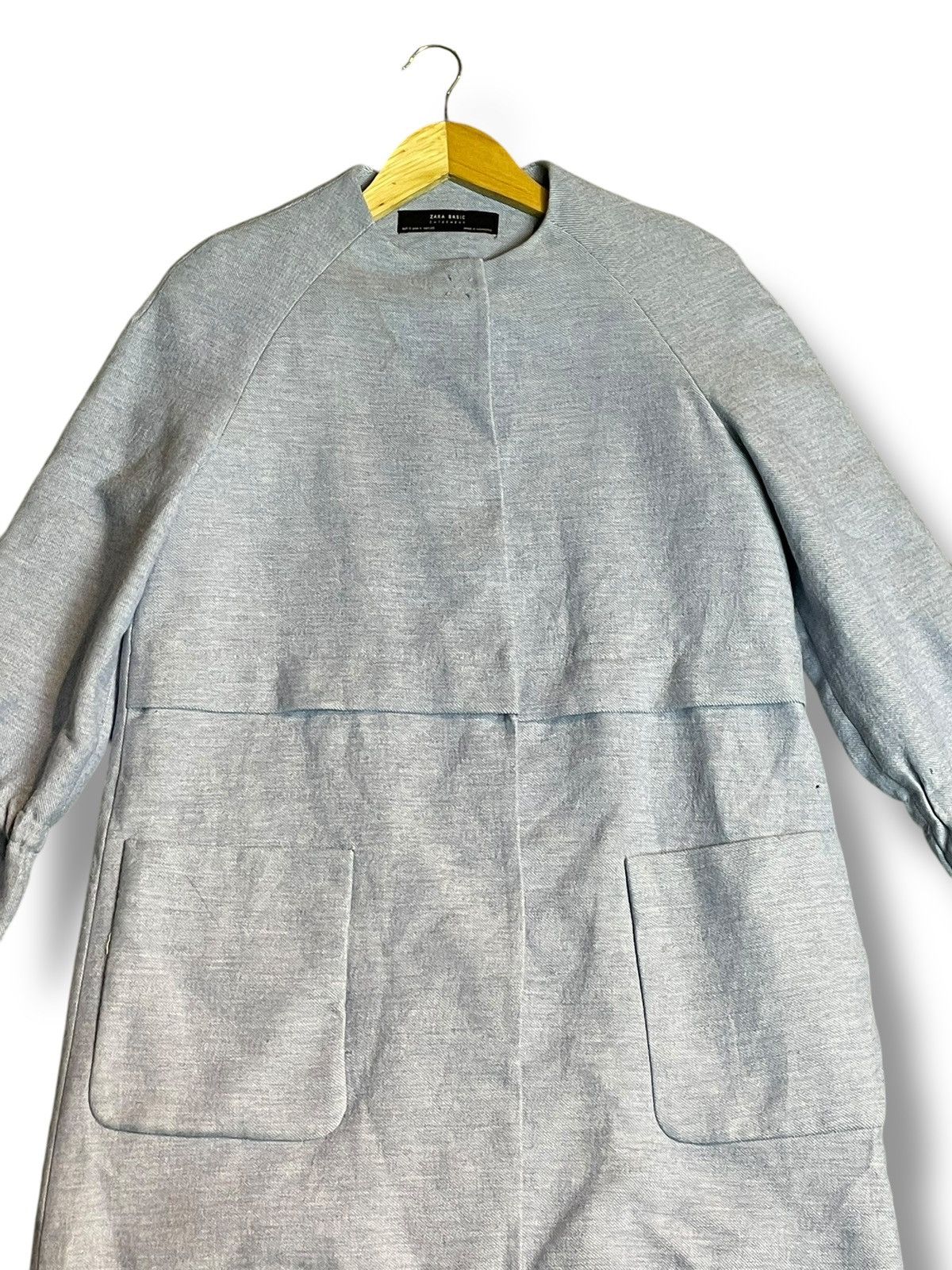 Vintage × Zara Zara x Casual Blue Frayed Hem Long Coat (26) Size US S / EU 44-46 / 1 - 2 Thumbnail