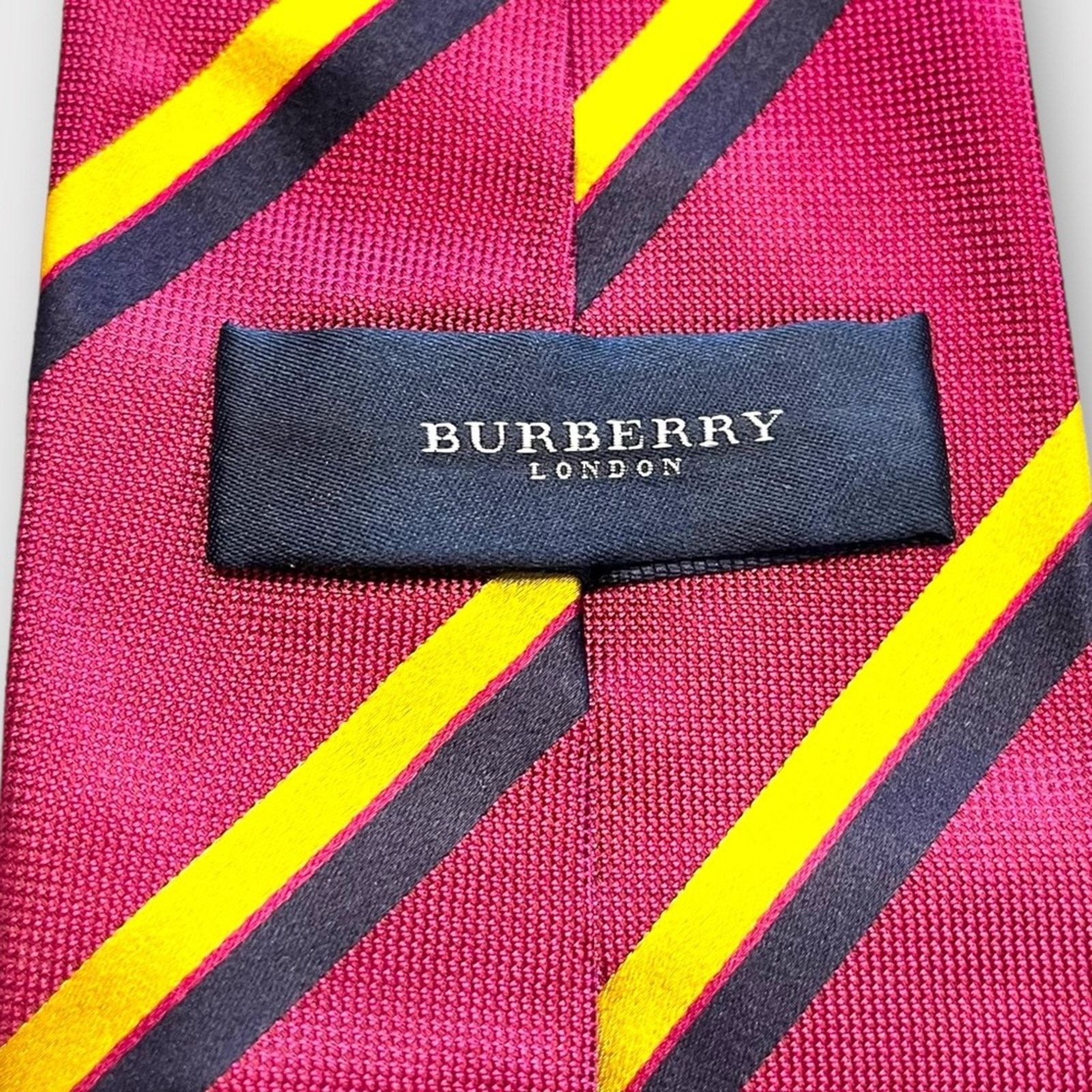 Burberry BURBERRY berry, navy & gold diagonal stripe silk tie Size ONE SIZE - 7 Thumbnail