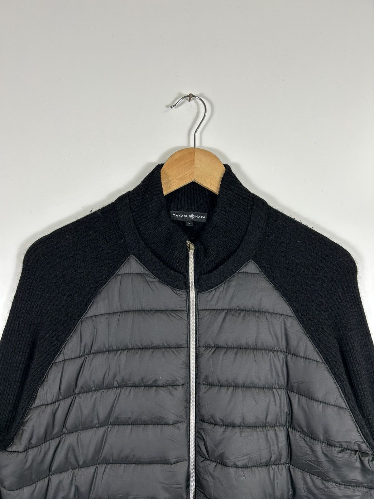 Homespun Knitwear × Japanese Brand 🔥TakashiMaya Quilted Sleeve Knit Zipper Jacket Size US L / EU 52-54 / 3 - 4 Thumbnail