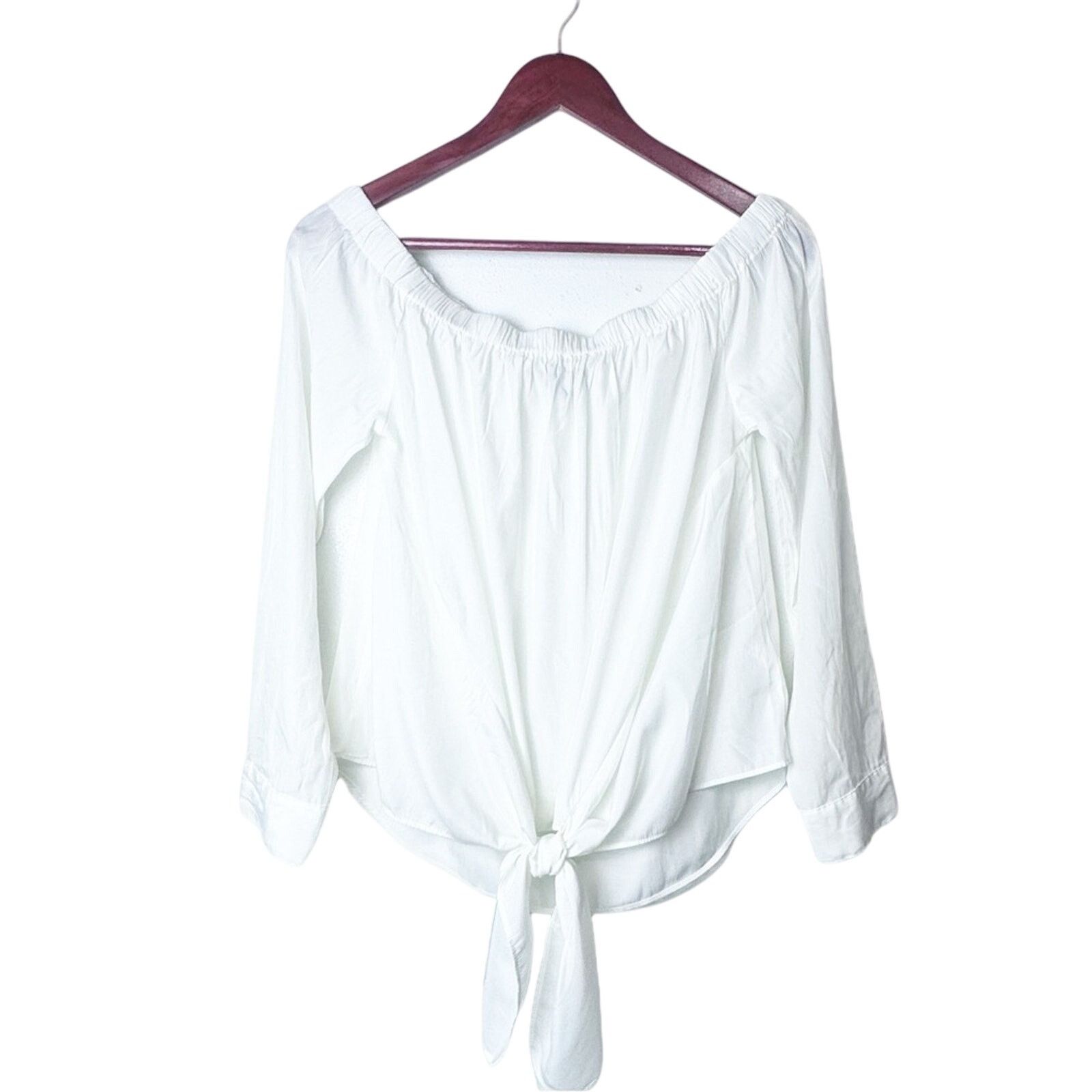 Express Express White Off the Shoulder Front Tie Top Womens Size Med Size M / US 6-8 / IT 42-44 - 1 Thumbnail