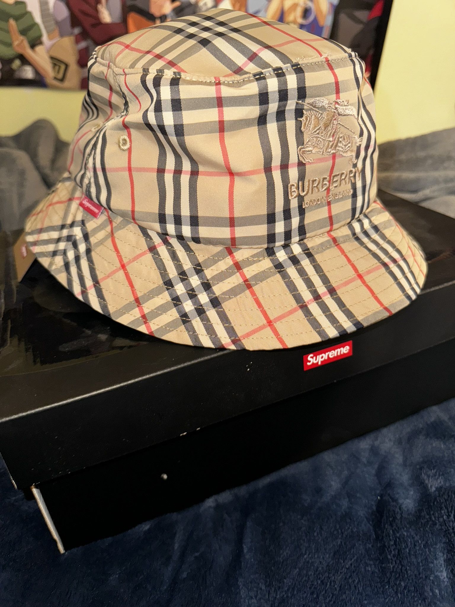 Burberry × Supreme Supreme x Burberry - BEIGE CRUSHER HAT (M/L) | Grailed