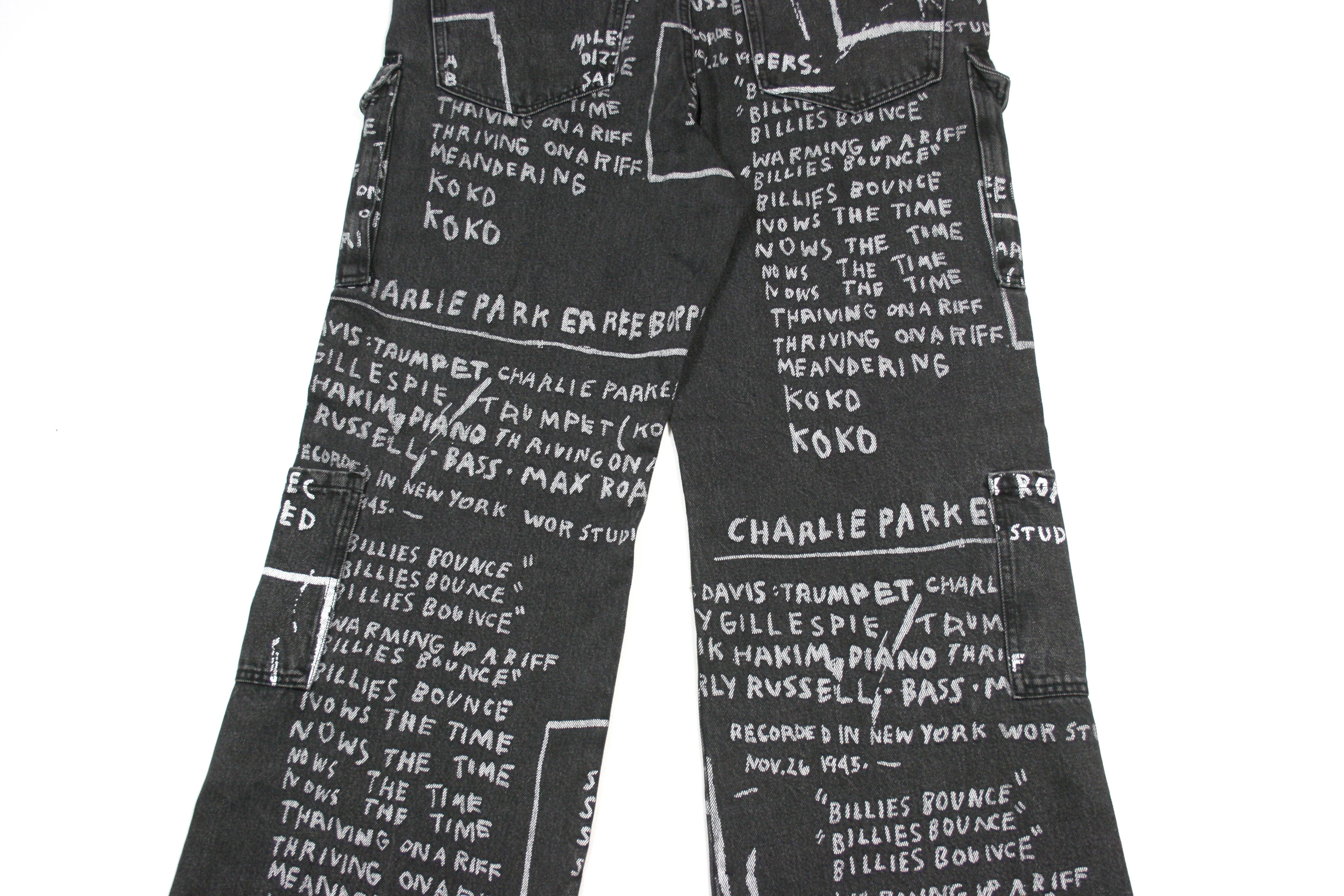 H&M × Jean-Michel Basquiat × Who Decides War Printed All Over Baggy Cargo Jeans Size US 36 / EU 52 - 6 Thumbnail