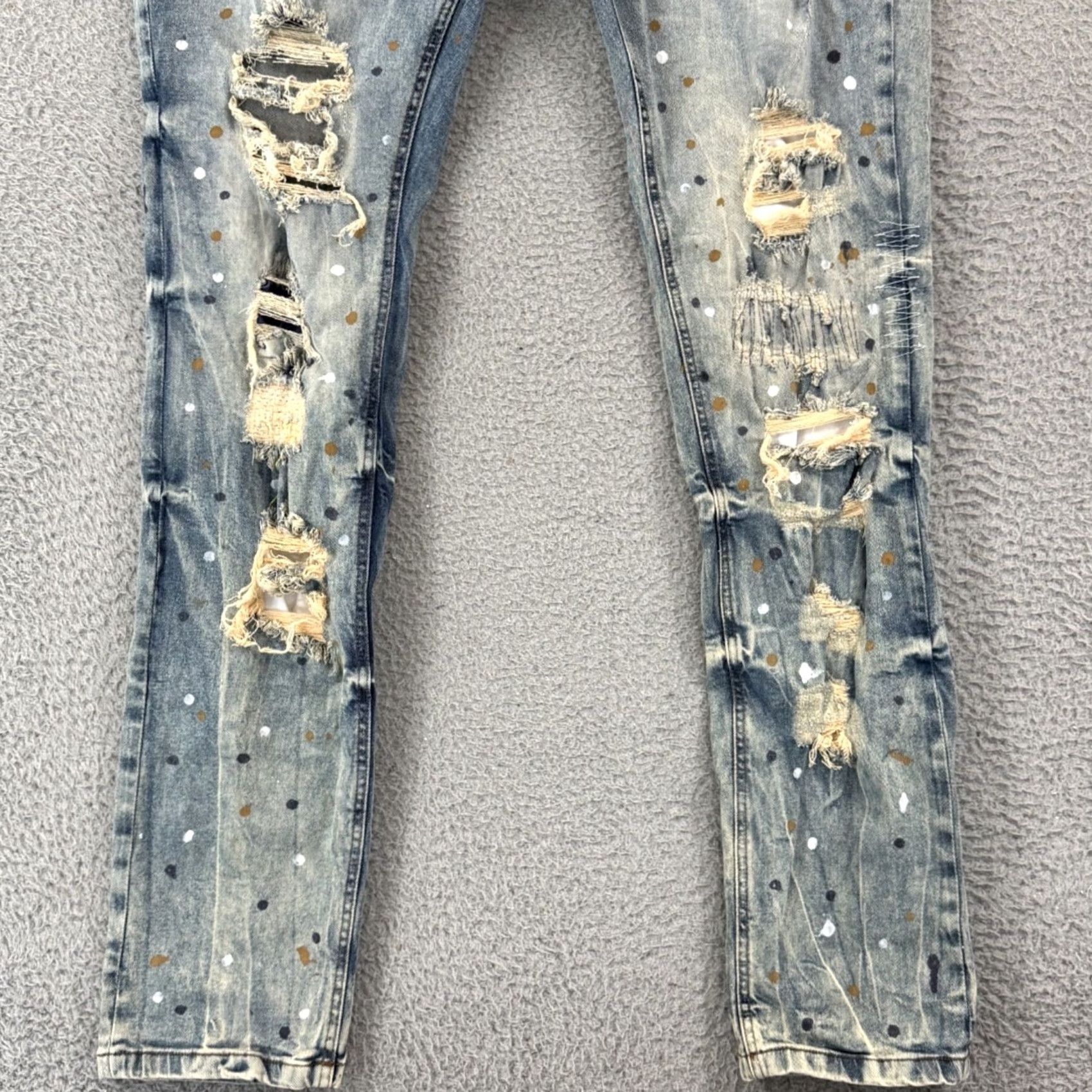 Vintage AHP Another Hype Piece Skinny Jeans Distressed Ripped Acid Wash Blue 38x32 Denim Slim Distressed 5-Pocket Mens Jeans Size US 38 / EU 54 - 2 Thumbnail