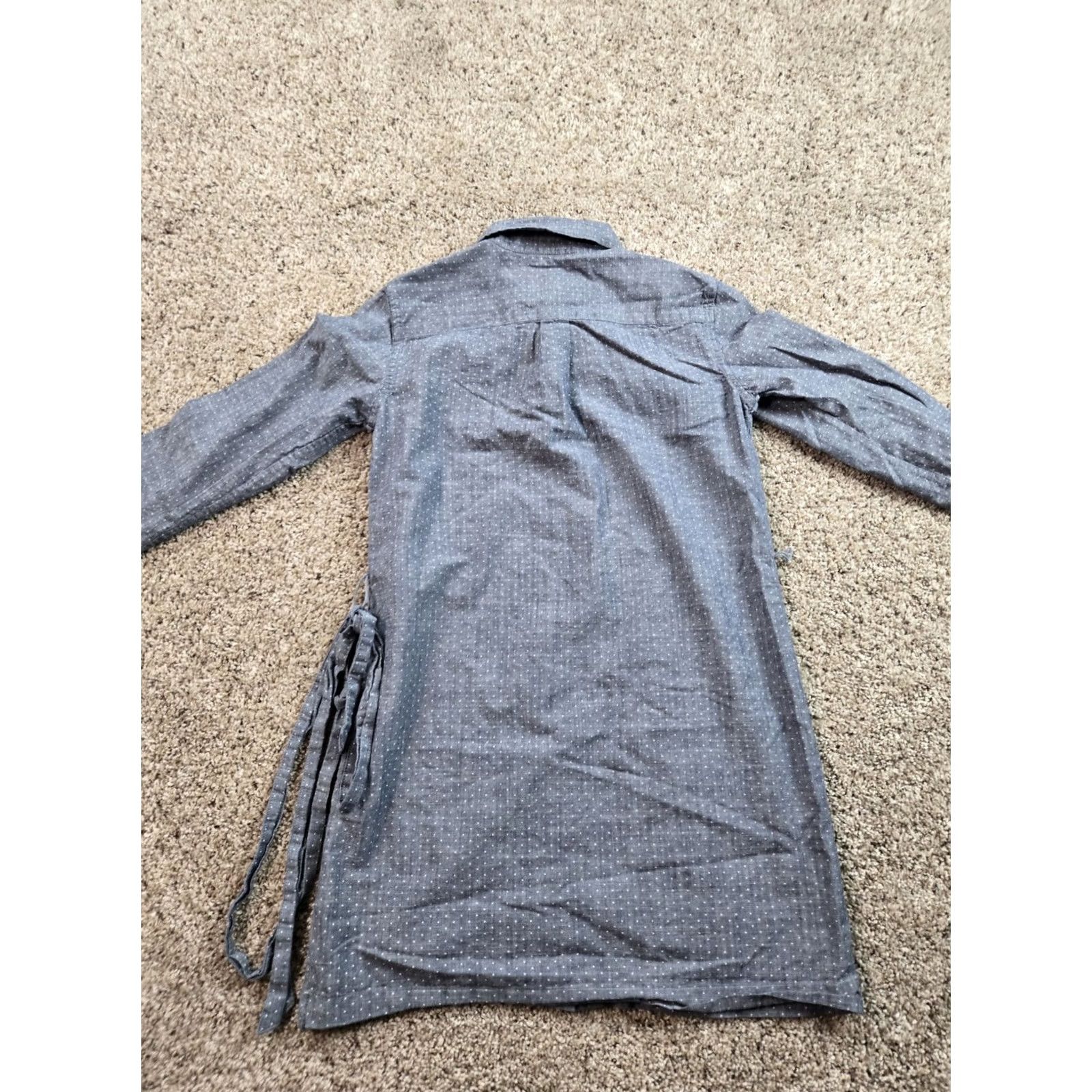 Banana Republic Banana Republic Shirt Dress Women 2P Petite Blue Polka Button Up 100% Cotton Knee Length Long Sleeve Size XS / US 0-2 / IT 36-38 - 4 Thumbnail