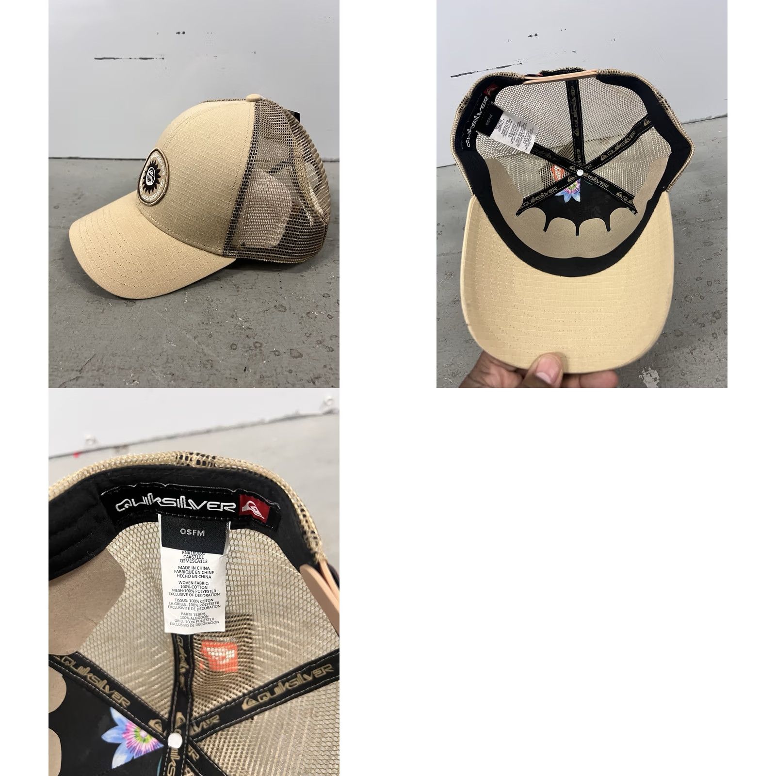 Quiksilver Quiksilver Trucker Hat Beige Brown Embroidered Patch Logo Adjustable Cap NWT Men Size ONE SIZE - 8 Thumbnail