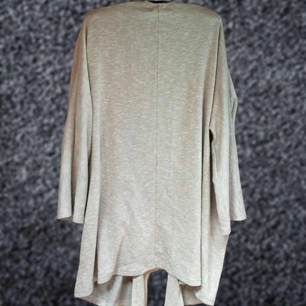 DONNI. Donni Women's Open Front Ribbed Knit Cardigan Duster Gray One Size Lightweight Casual Knit Shirt Size ONE SIZE - 1 Thumbnail