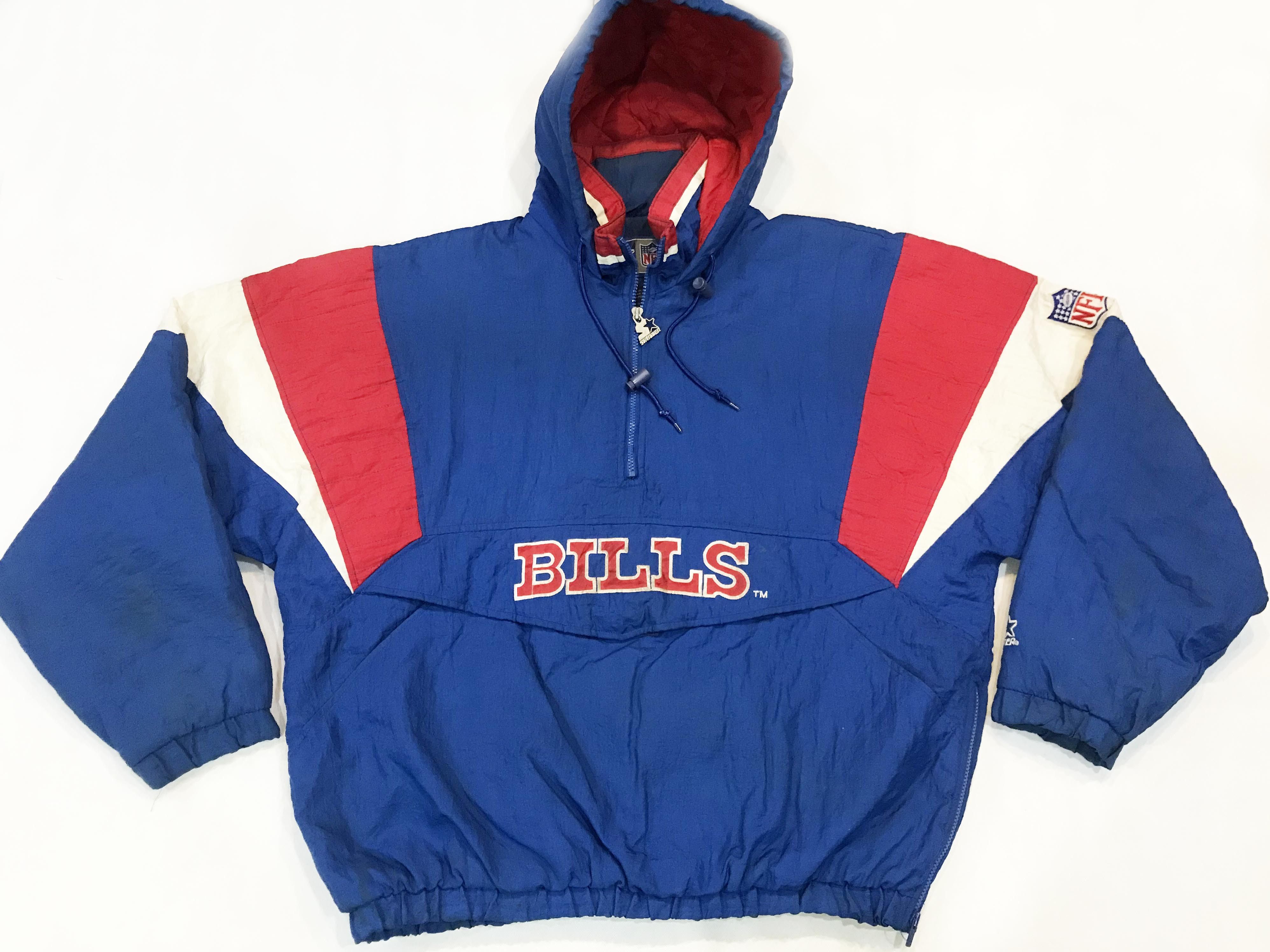 image of Starter Nfl Buffalo Bills Half Zip Hoodie Jacket in Blue, Men's (Size XL)