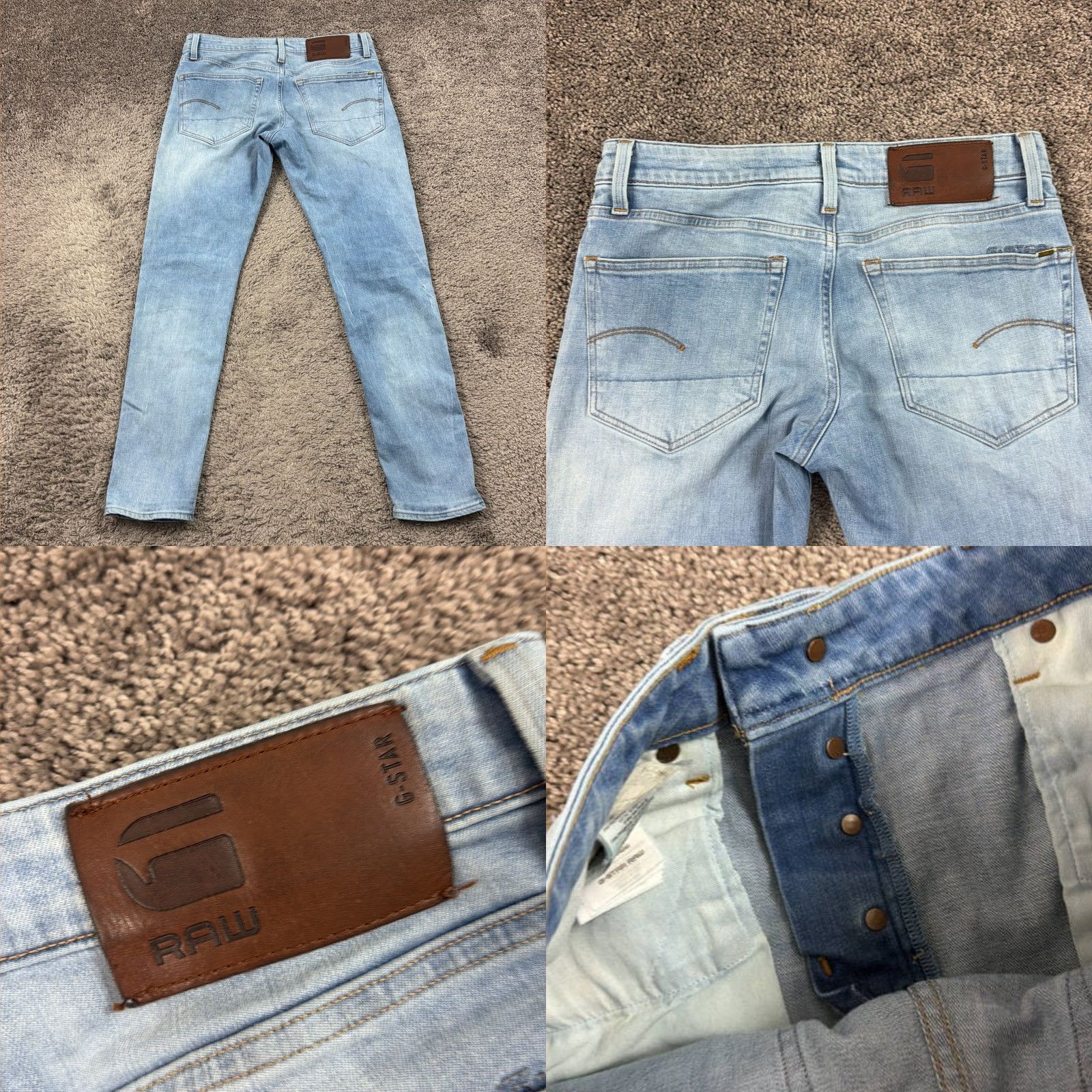 G-Star G-Star Raw Jeans Men 32 Slim Fit Low Rise Streetwear Light Wash Denim 3301 Jeans Size 24" / US 00 / IT 34 - 8 Thumbnail