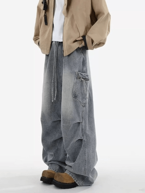 Japanese Brand × Jean Vintage pocket loose straight washed wide-leg cargo jeans Size US 32 / EU 48 - 3 Thumbnail