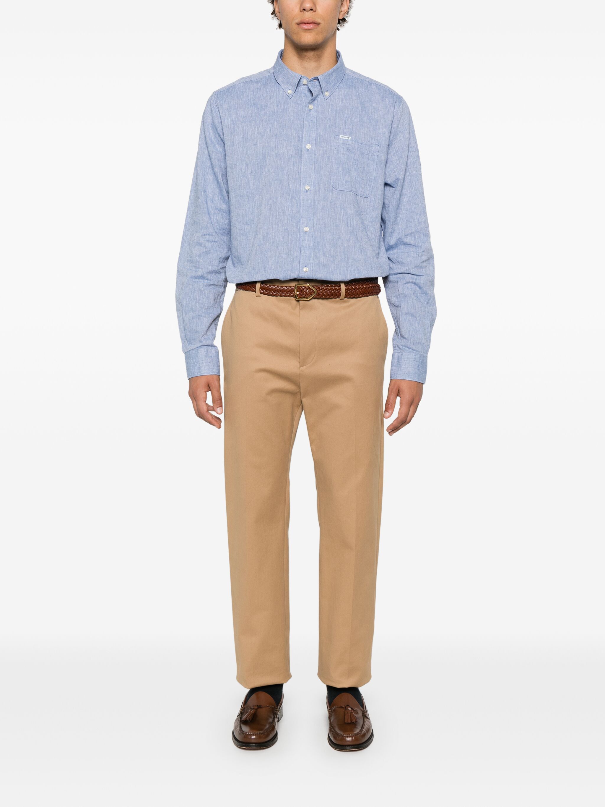 Barbour o1y1224 Logo Single Pocket Shirt in Blue Size US M / EU 48-50 / 2 - 2 Thumbnail