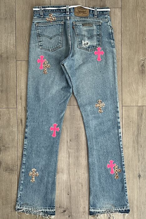 Levi's Chrome Hearts Offset Pink & Cheetah 517 Levis Denim Jeans | Grailed