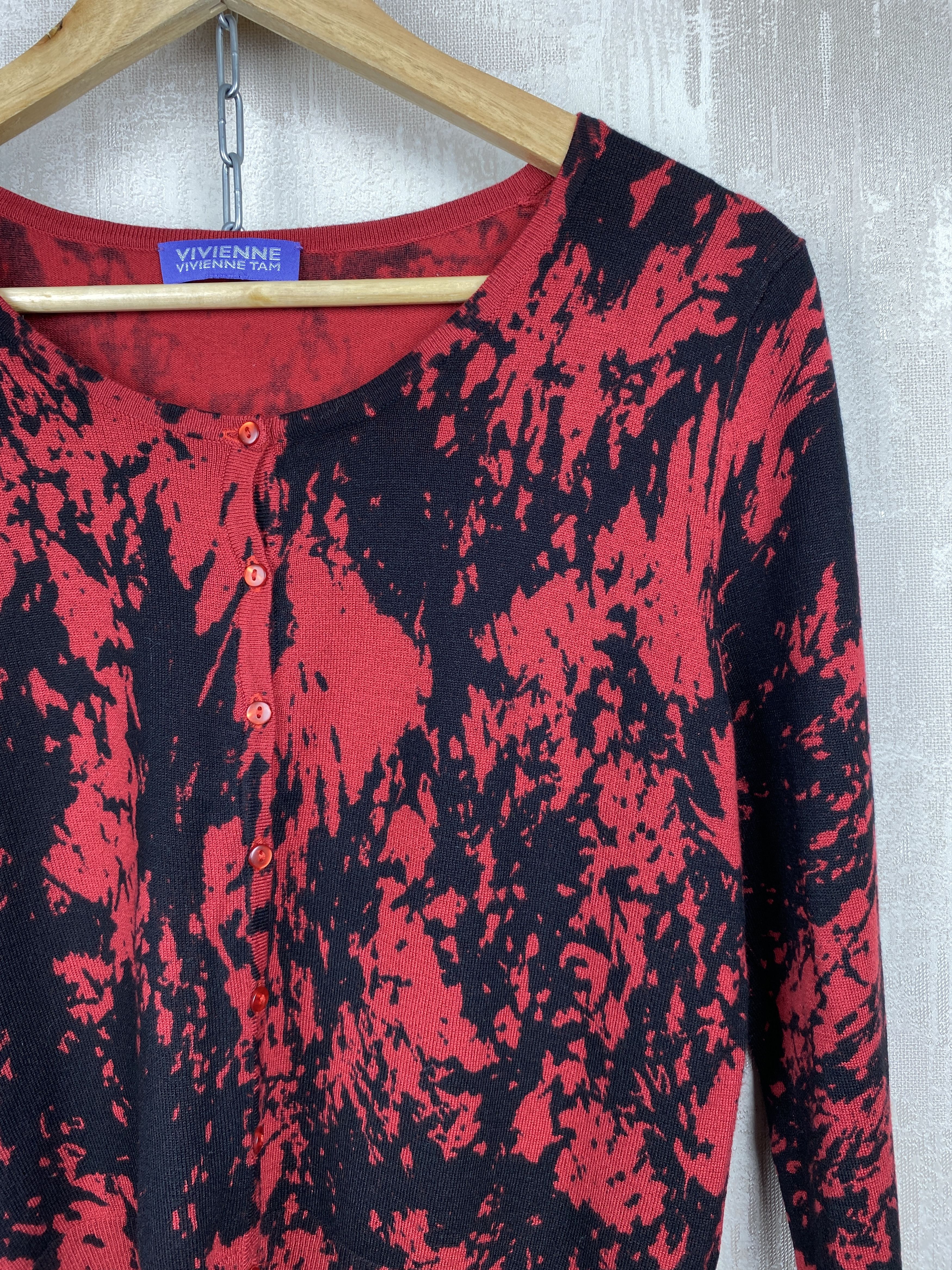 Vivienne Tam Vivienne Vivienne Tam Cropped Red Splatter Sweater Cardigan Size S / US 4 / IT 40 - 4 Thumbnail