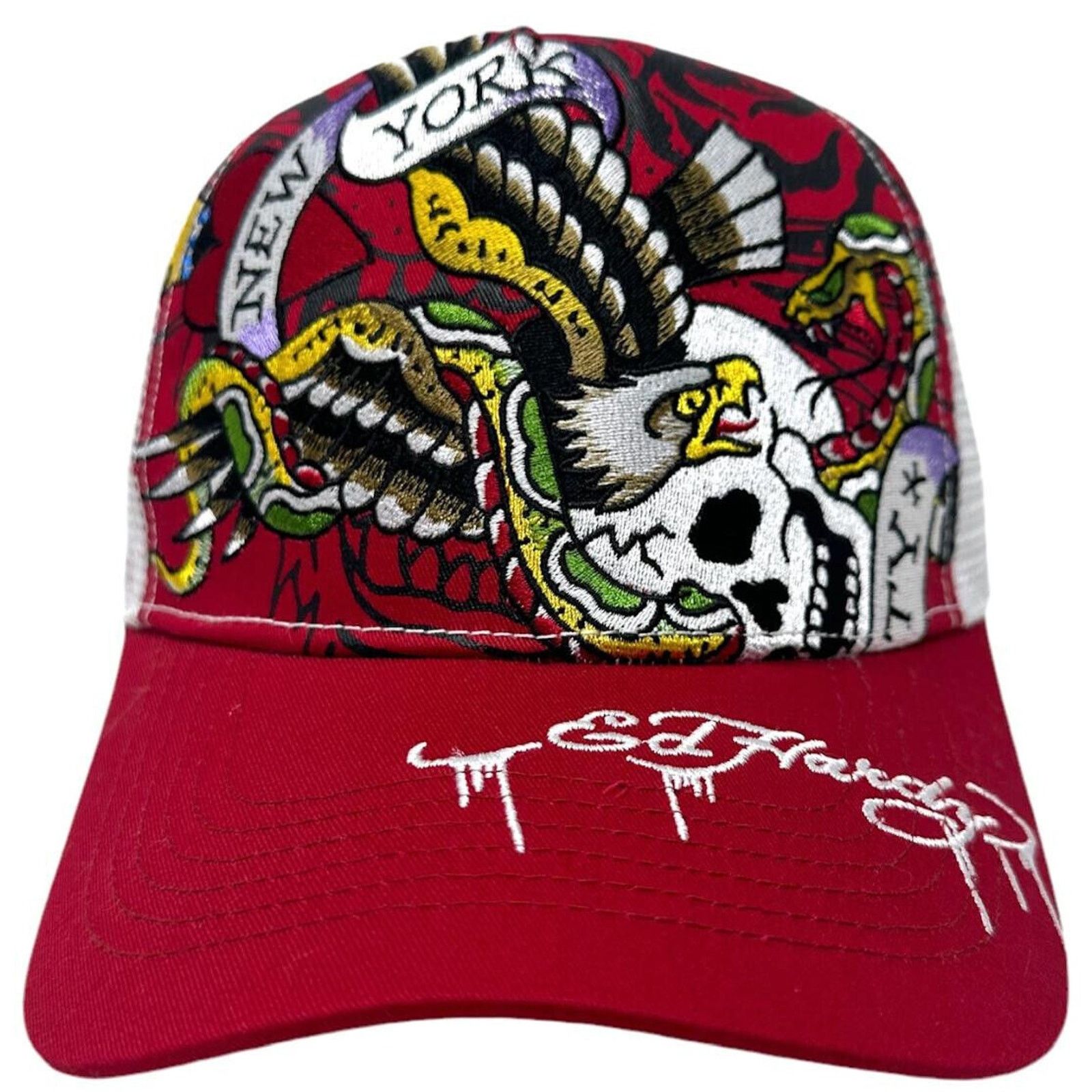 Ed Hardy Ed Hardy Trucker Hat Embroidered Tattoo New York Eagle Cap Size ONE SIZE - 1 Thumbnail