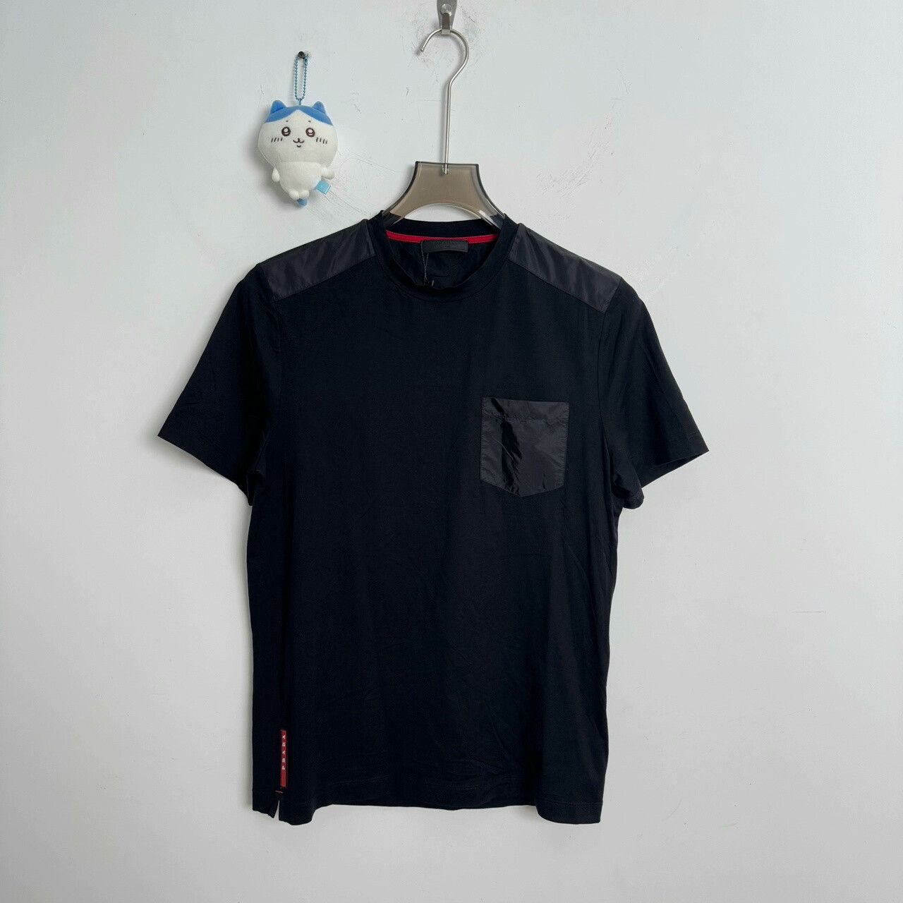 Prada Black Nylon Logo Short Sleeve Shirt