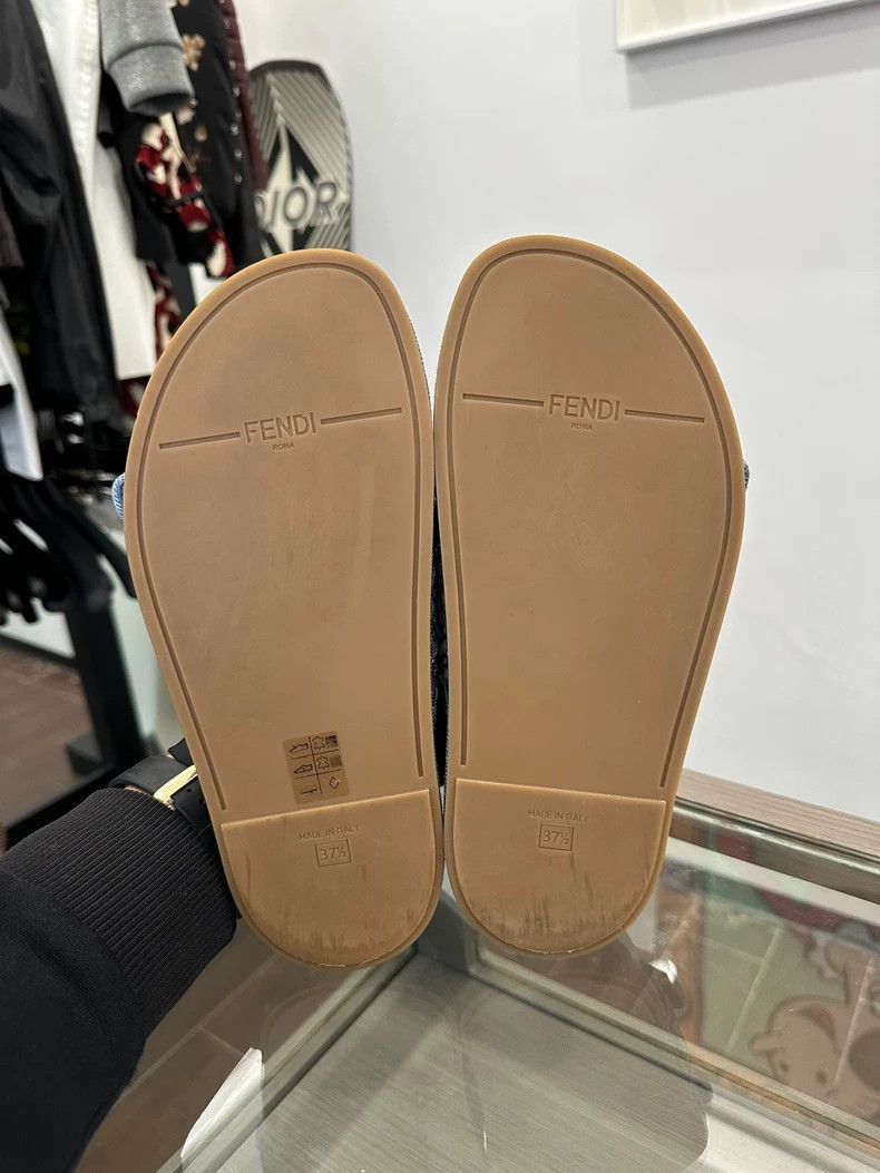 Fendi Fendi Blue Denim Logo Slide Sandals Size US 7.5 / EU 40-41 - 6 Thumbnail
