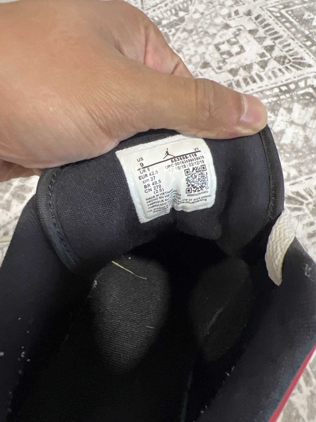 Nike Jordan one low black toe Size US 9 / EU 42 - 2 Thumbnail