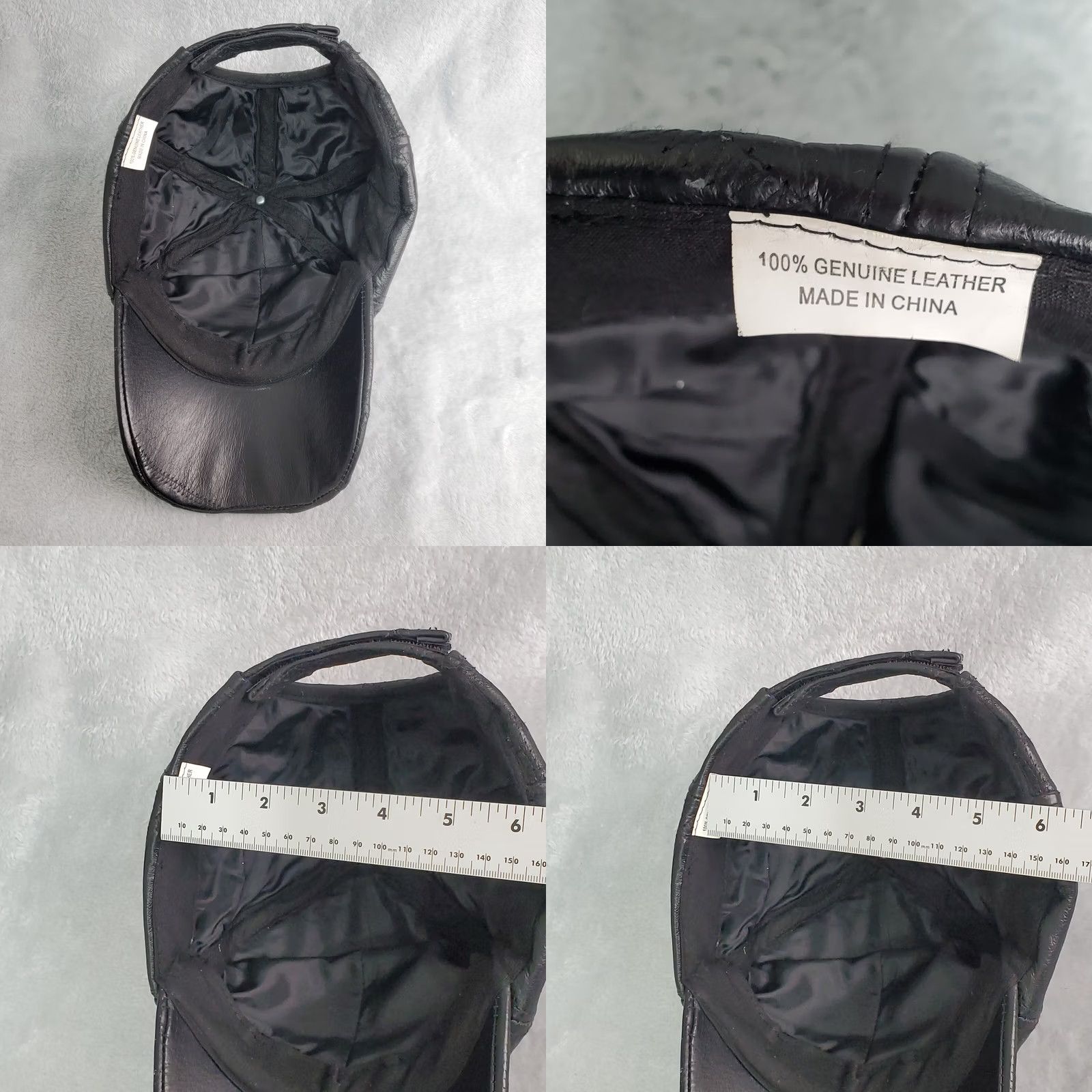 Vintage God Bless America Leather Baseball Cap Hat Men's Black Patchwork Eagle Flag Size ONE SIZE - 8 Thumbnail