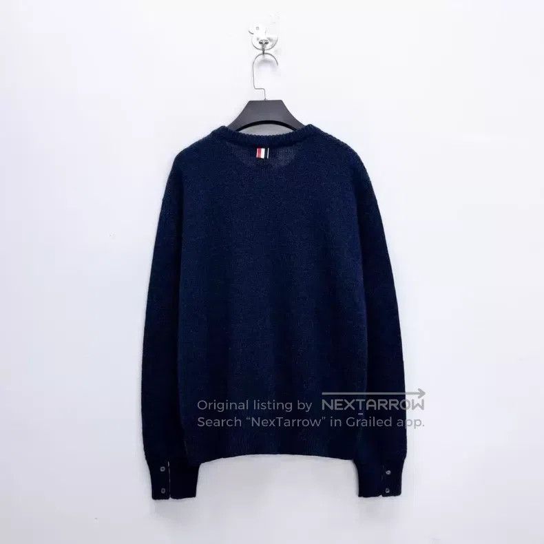 Thom Browne Thom Browne Navy Blue Ribbed Trim Striped Knit Sweater Size US XL / EU 56 / 4 - 2 Thumbnail
