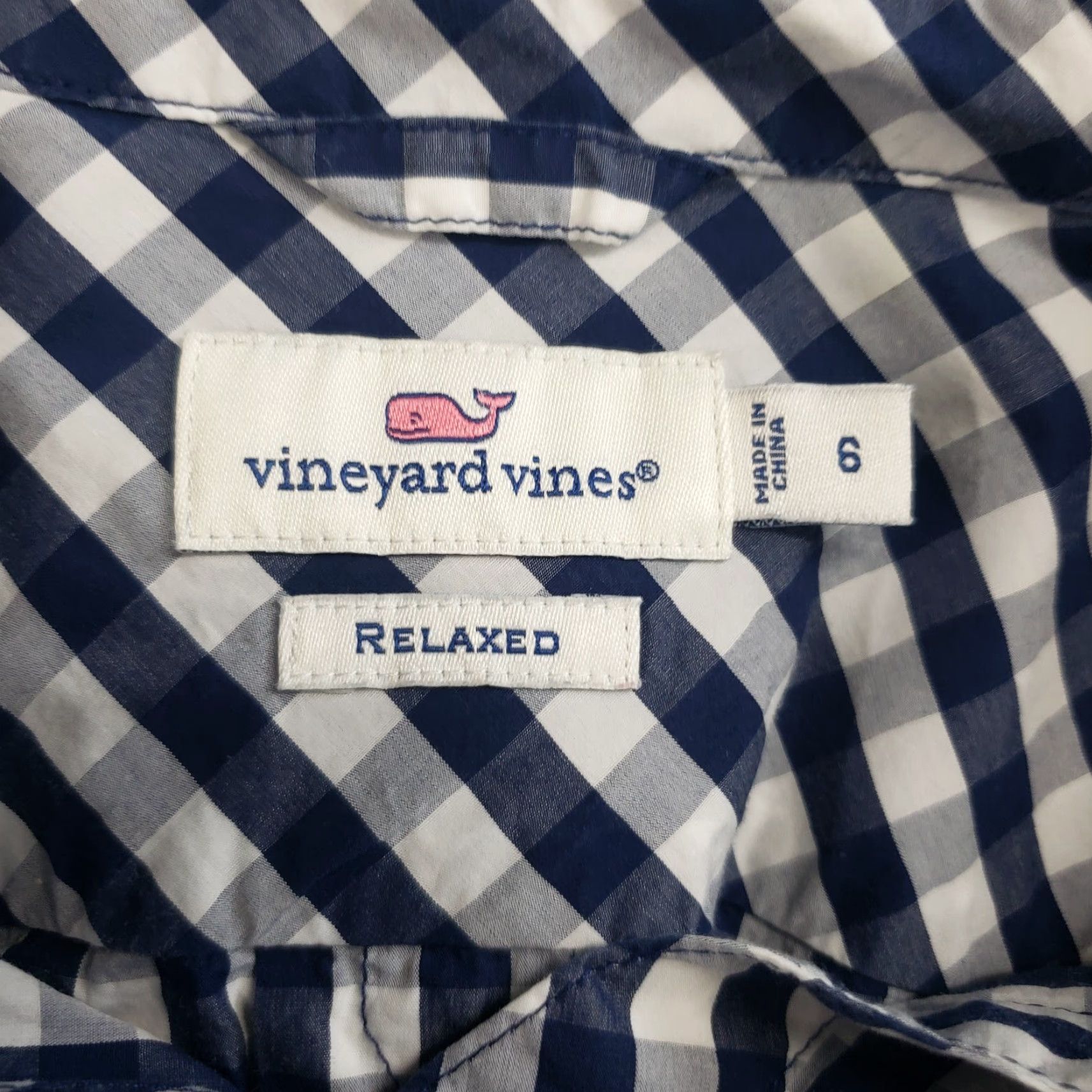 Vineyard Vines Vineyard Vines Button-Up Shirt Womens Size 6 Blue White Gingham 100% Cotton Relaxed Fit Long Sleeve Collared Button Front Size M / US 6-8 / IT 42-44 - 6 Thumbnail