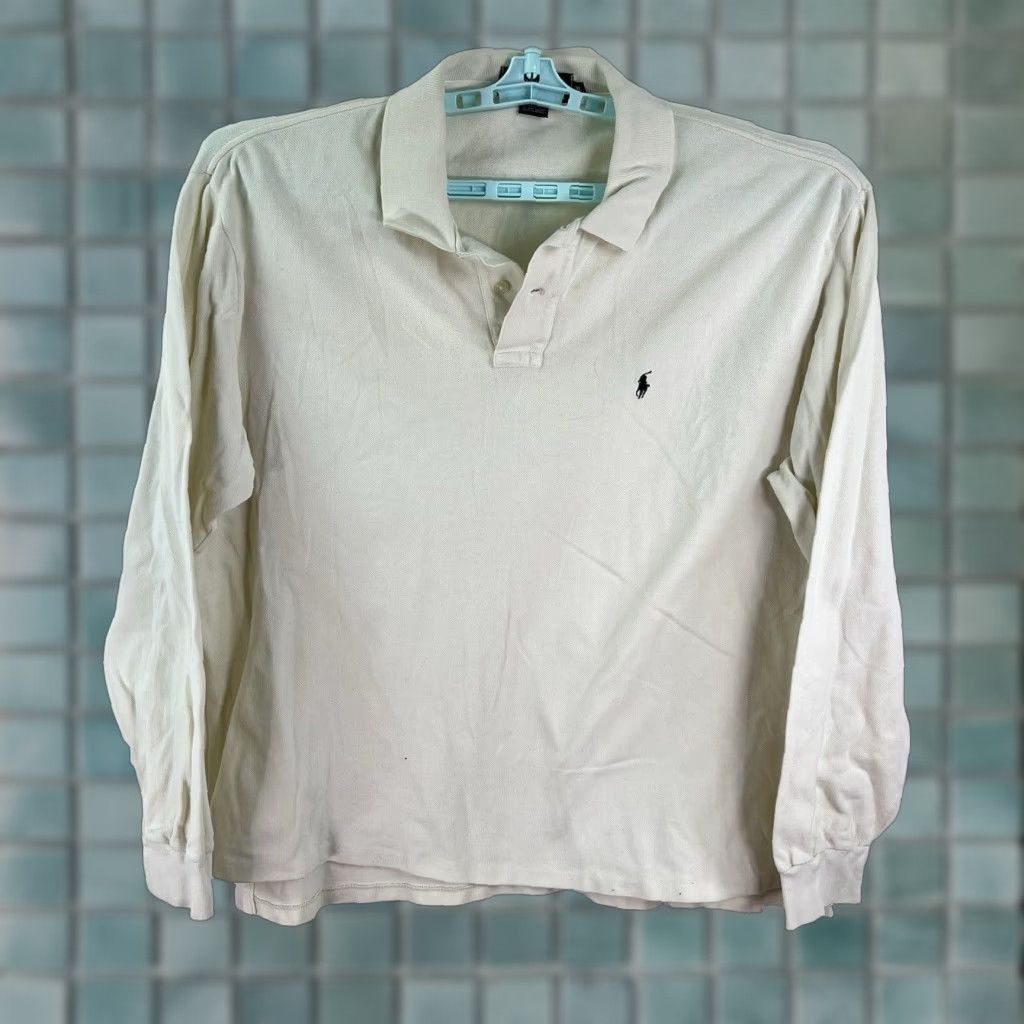 Ralph Lauren VINTAGE Ralph Lauren Polo Shirt Long Sleeve Mens XL White Casual Classic 90s Size US XL / EU 56 / 4 - 1 Thumbnail