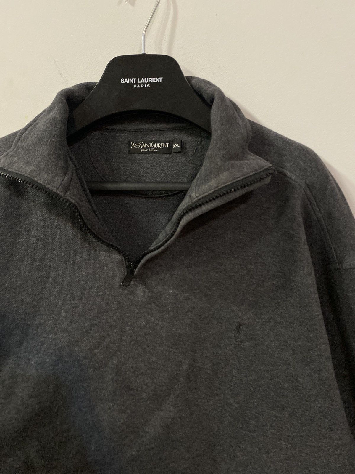 Yves Saint Laurent 90’s YSL Sweatshirt 1/4 Quarter Zip Grey Sweater Vintage Size US XXL / EU 58 / 5 - 10 Thumbnail