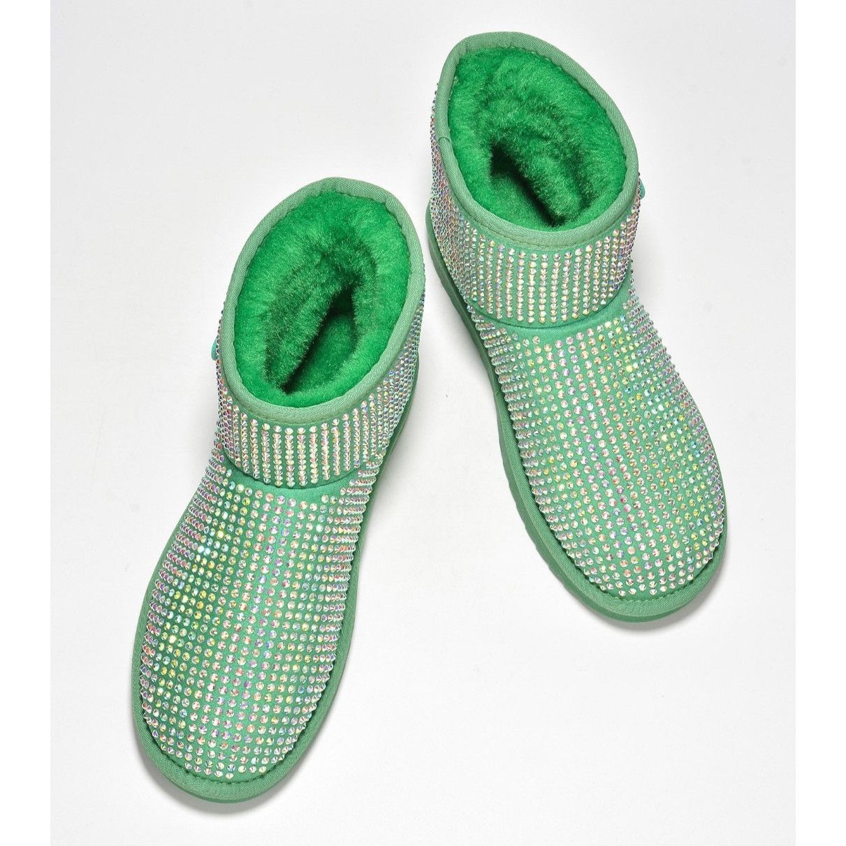 Other Twinkle Faux Fur Lined Slip On Winter Ankle Boots Green Irid Size US 7 / IT 37 - 2 Thumbnail