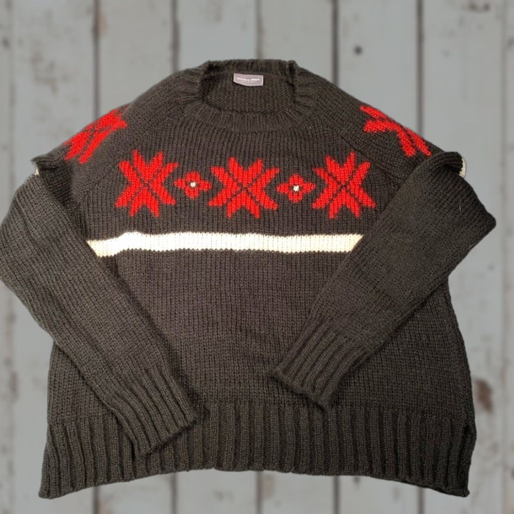 Vintage Wooden Ships Sweater Black Patterned S/M Women Pullover Size S / US 4 / IT 40 - 1 Thumbnail
