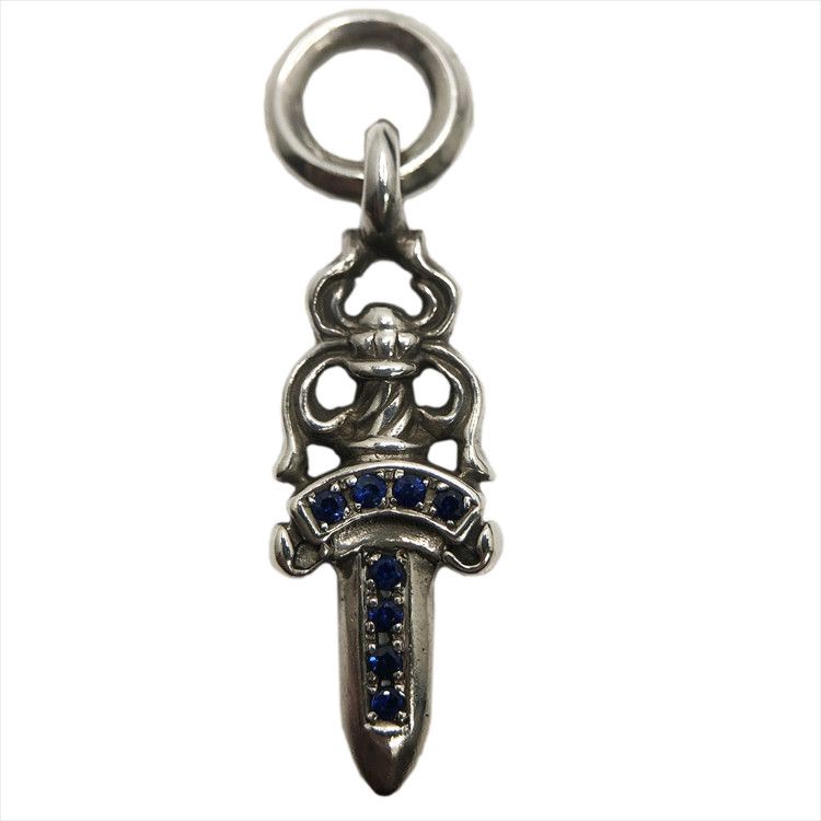 image of Chrome Hearts Sapphire Dagger Charm in Silver, Men's