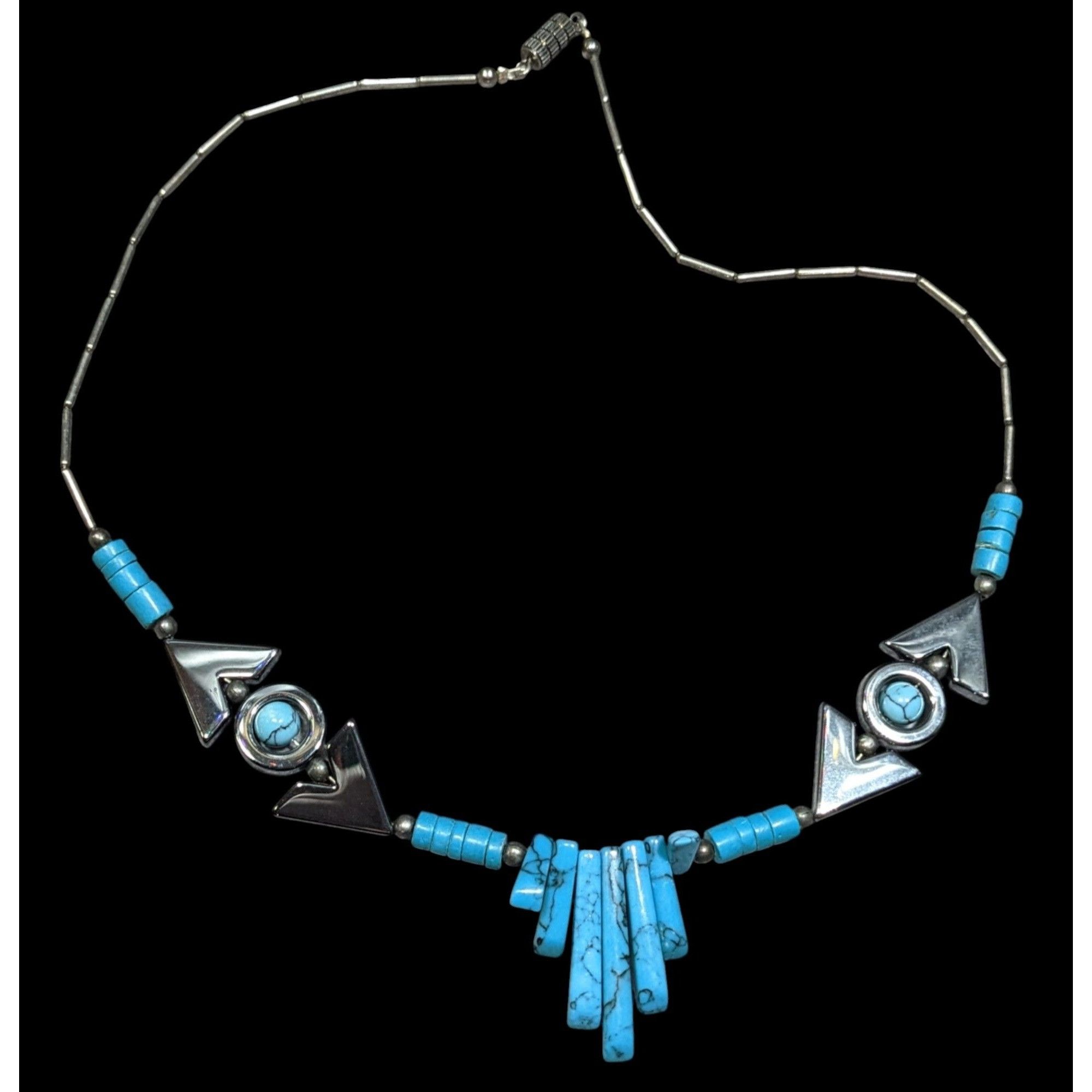 Other Vintage Southwestern Hematite Liquid Silver And Faux Turquoi Size ONE SIZE - 1 Thumbnail