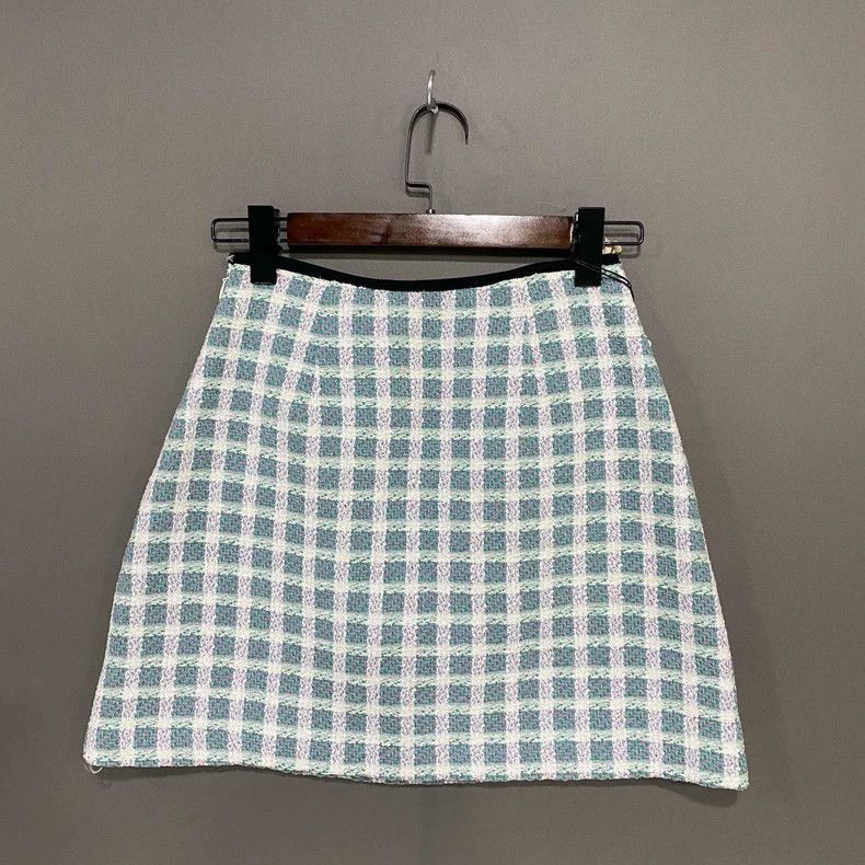 Prada Pearl Button Woven Plaid Mini Skirt-2506 Size 39" - 3 Thumbnail