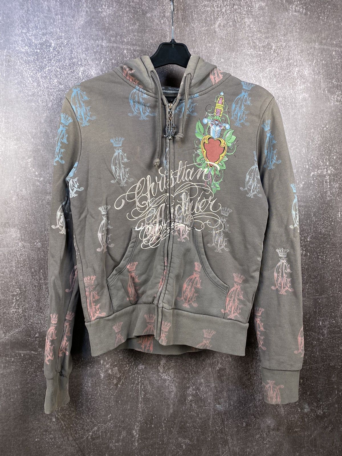 Y2K Christian Audigier Hoodie Baggy All Over Printed logo