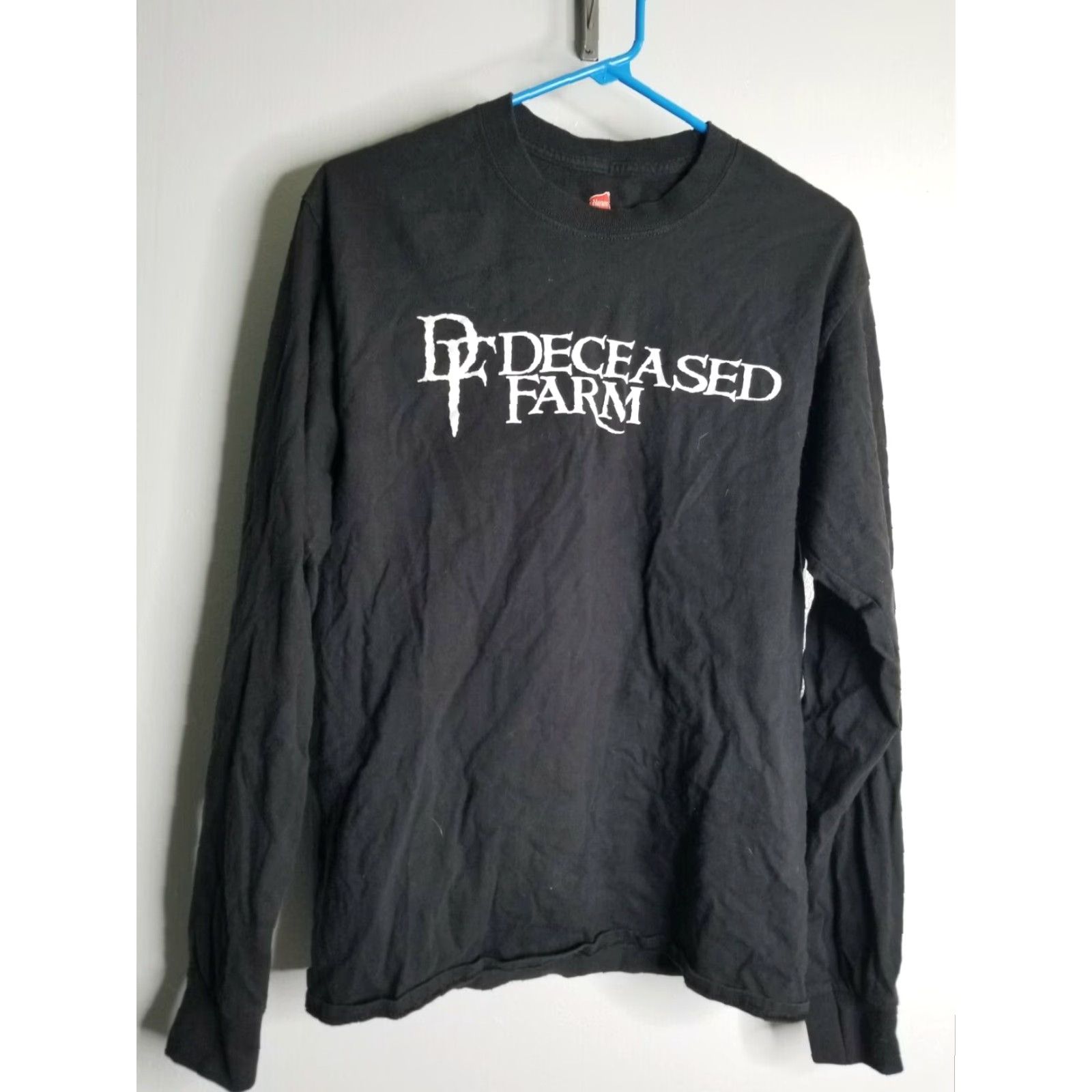 Hanes Hanes Mens M T-Shirt - Deceased Farm Double-Sided Skull Halloween - Black Cotton Long Sleeve Crew Neck - Brand Regular Fit Size US M / EU 48-50 / 2 - 2 Thumbnail