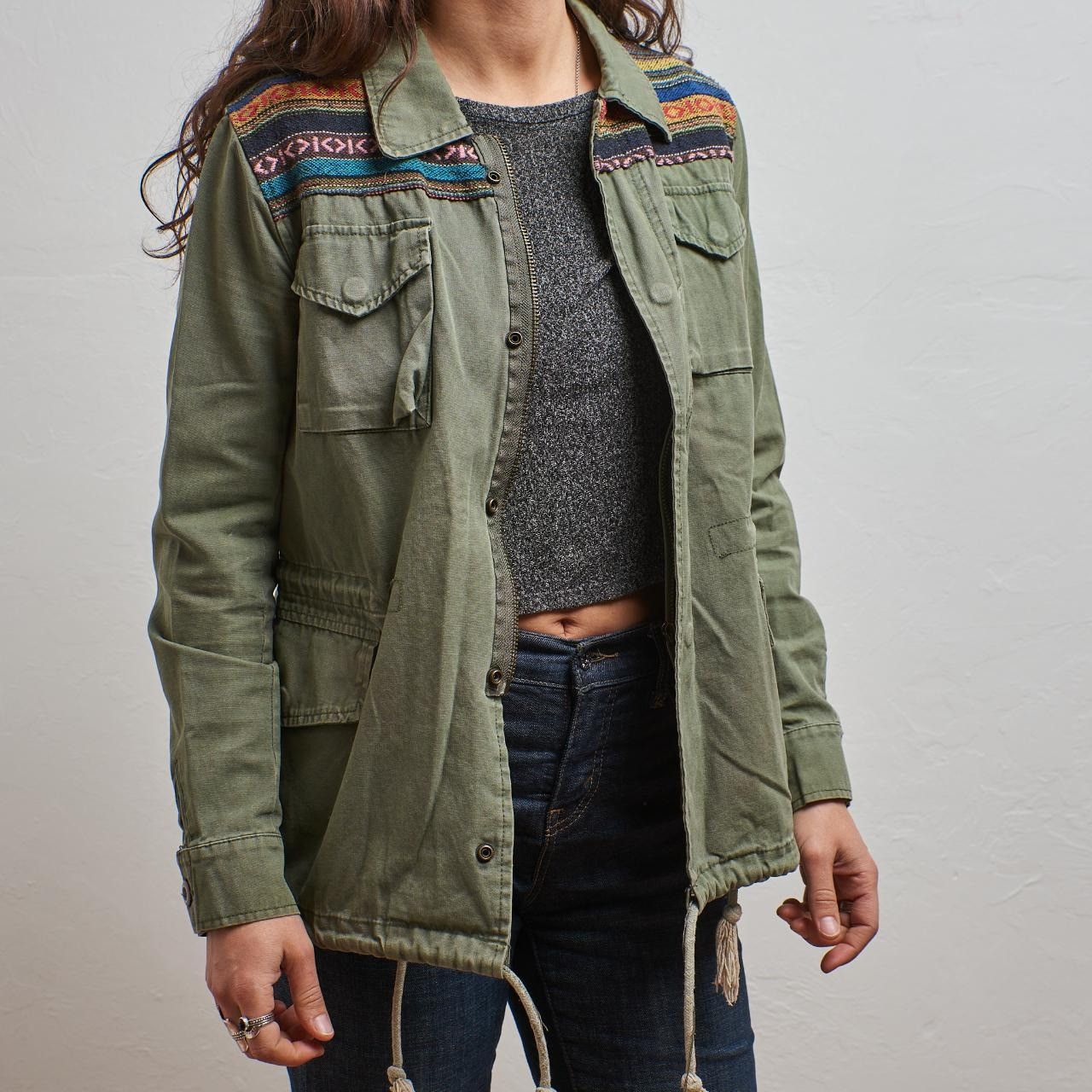 Forever 21 Forever 21 Womens Jacket Military Cargo Colorful Aztec Strip Size L / US 10 / IT 46 - 8 Thumbnail