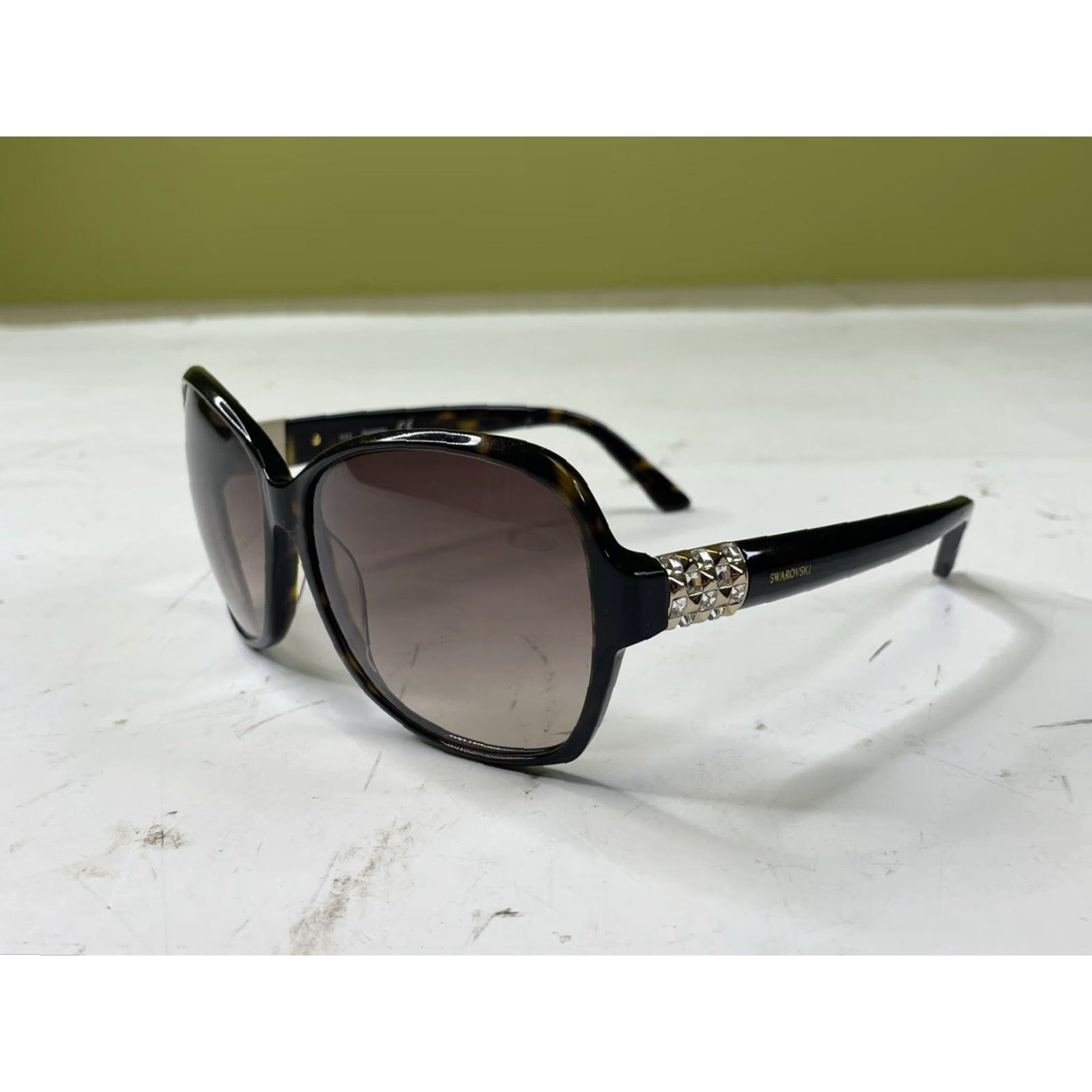 Swarovski Swarovski Sunglasses Round UV400 Brown 52F Acetate Shell Turquoise Crystals Womens Size ONE SIZE - 2 Thumbnail