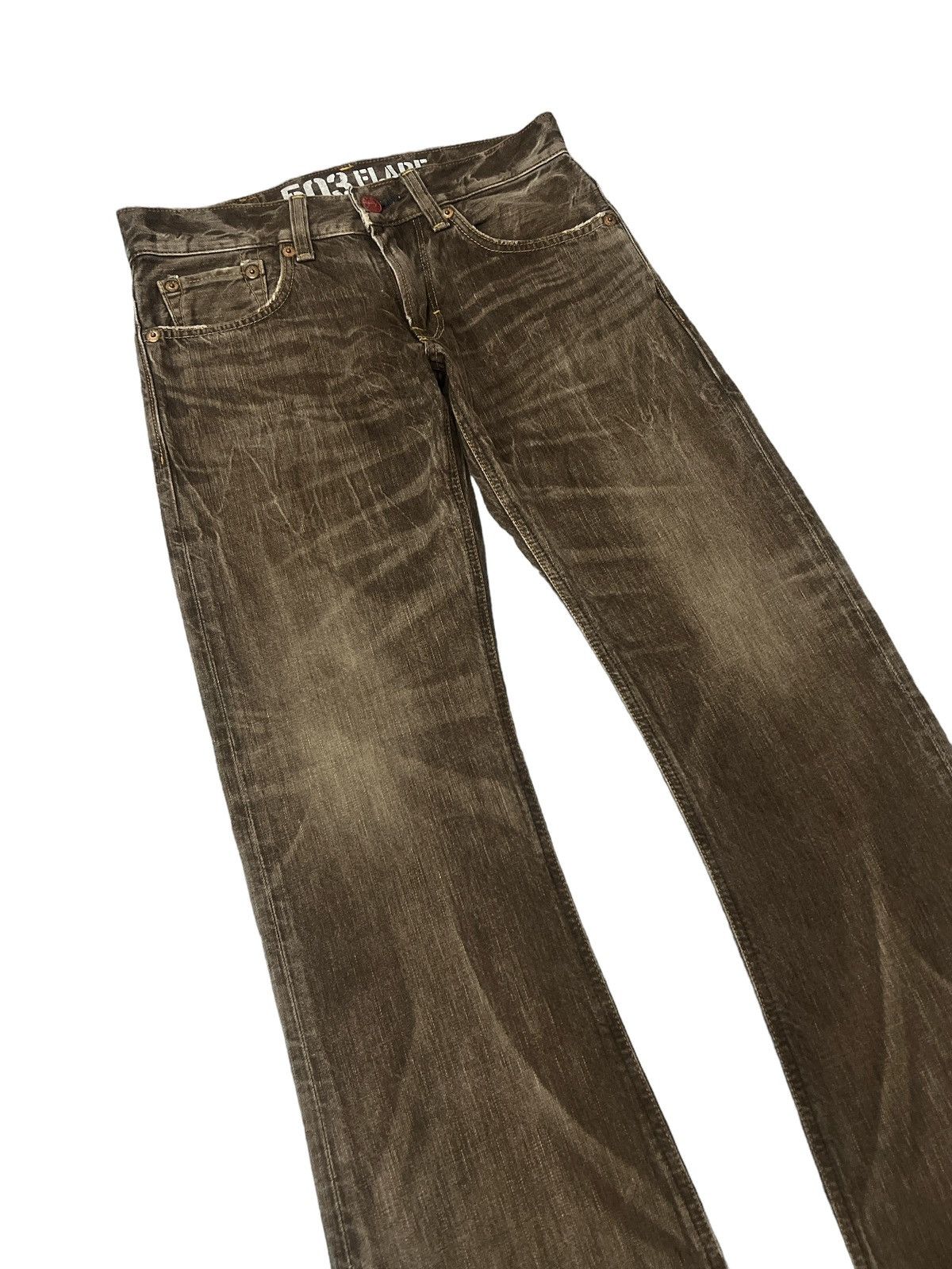 If Six Was Nine FLARED🔥EDWIN 503 BROWN FADED DISTRESSED DENIM PANT Size US 30 / EU 46 - 6 Thumbnail