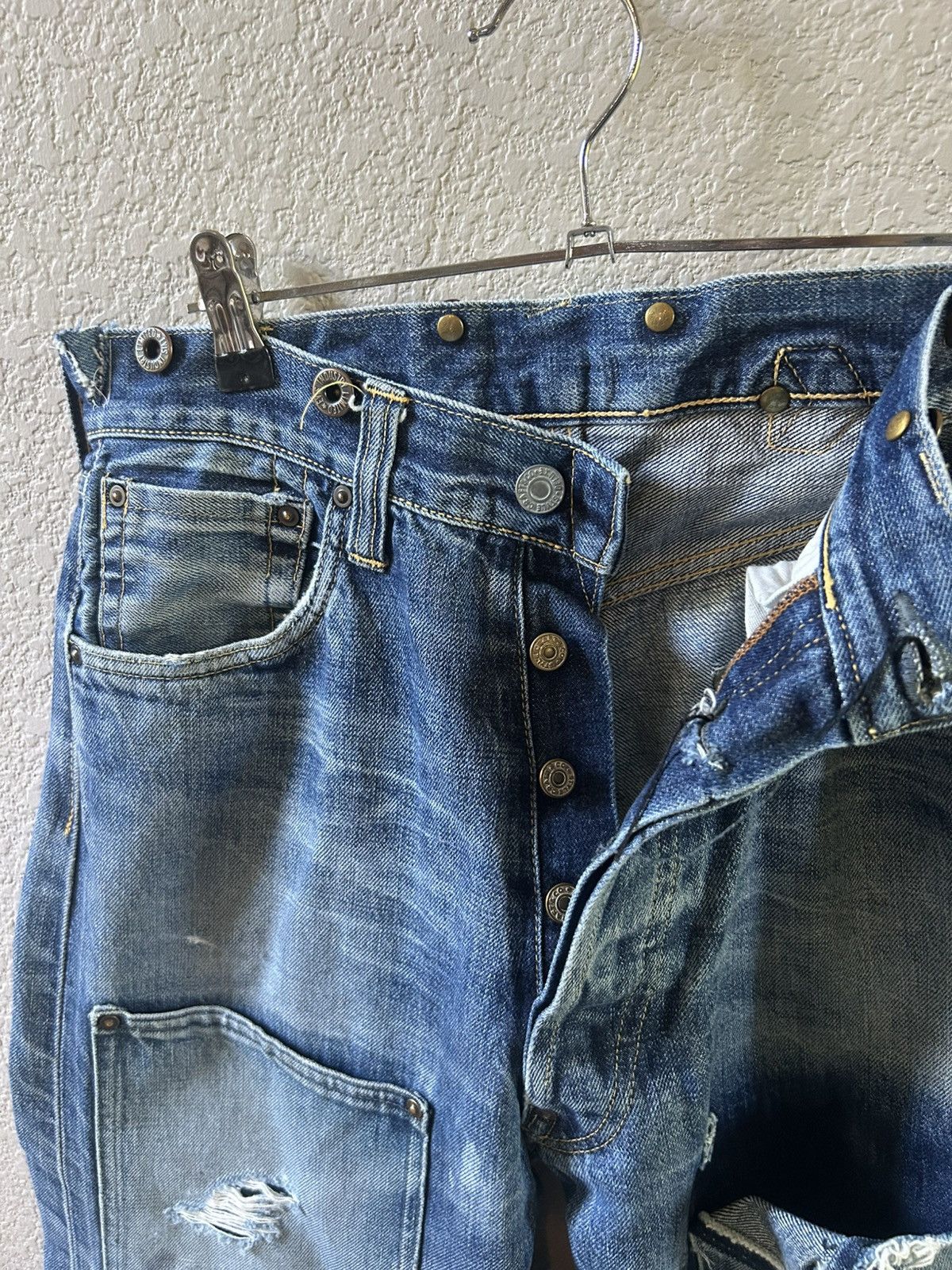 Evisu Crazy Rare Evisu Genes Buckleback Double Knee Selvedge Jeans Size US 30 / EU 46 - 3 Thumbnail