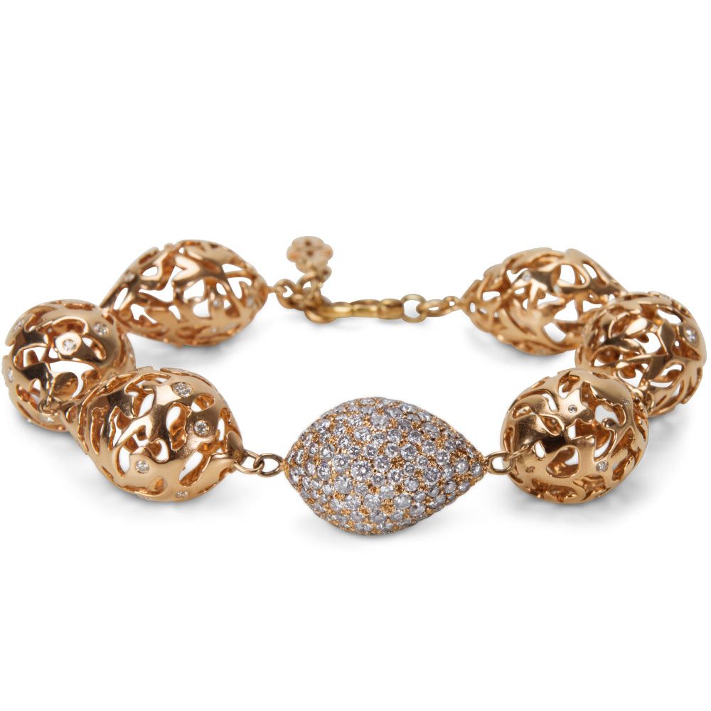 image of Louis Vuitton Pave Diamond Fashion Bracelet In 18K Pink Gold (7.30 Ctw), Women's