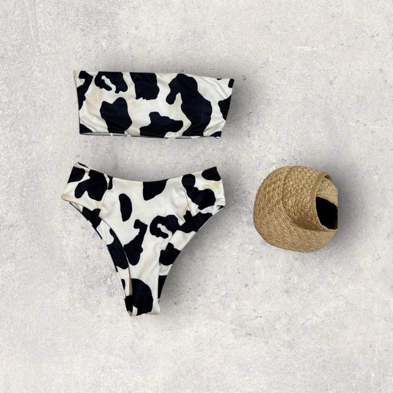 Shein Black and White Cow Print Bikini Set Size XS / US 0-2 / IT 36-38 - 1 Thumbnail