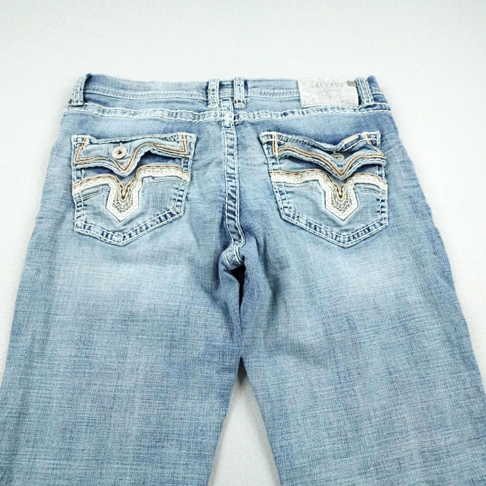Vintage Salvage Supply Co Jeans Mens 36x30 Blue Denim Mayhem Bootcut Distressed Buckle Size US 36 / EU 52 - 5 Thumbnail