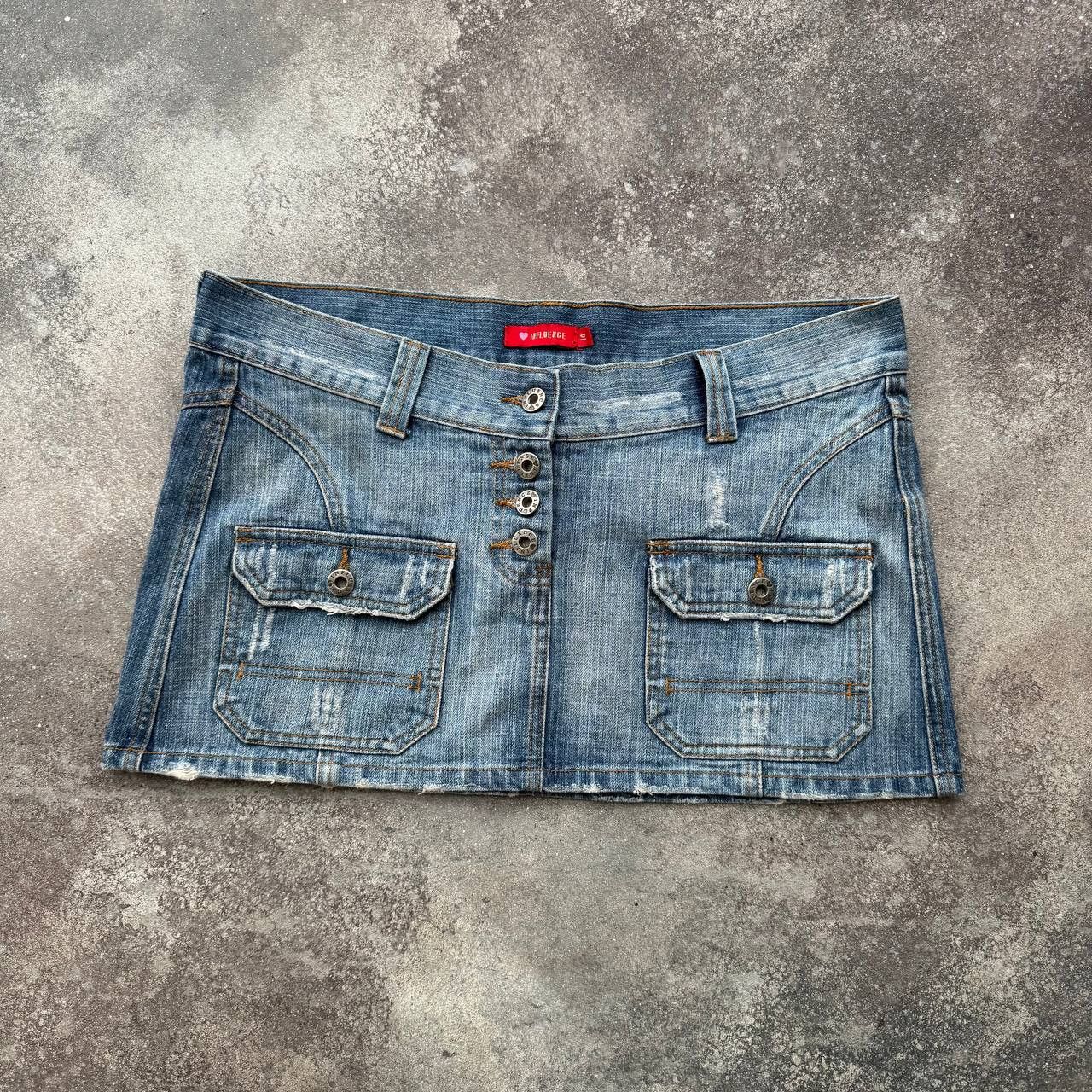 Hysteric Glamour Opium Y2K Bondage Distressed Washed Denim Mini Skirt Size 32" / US 10 / IT 46 - 1 Thumbnail